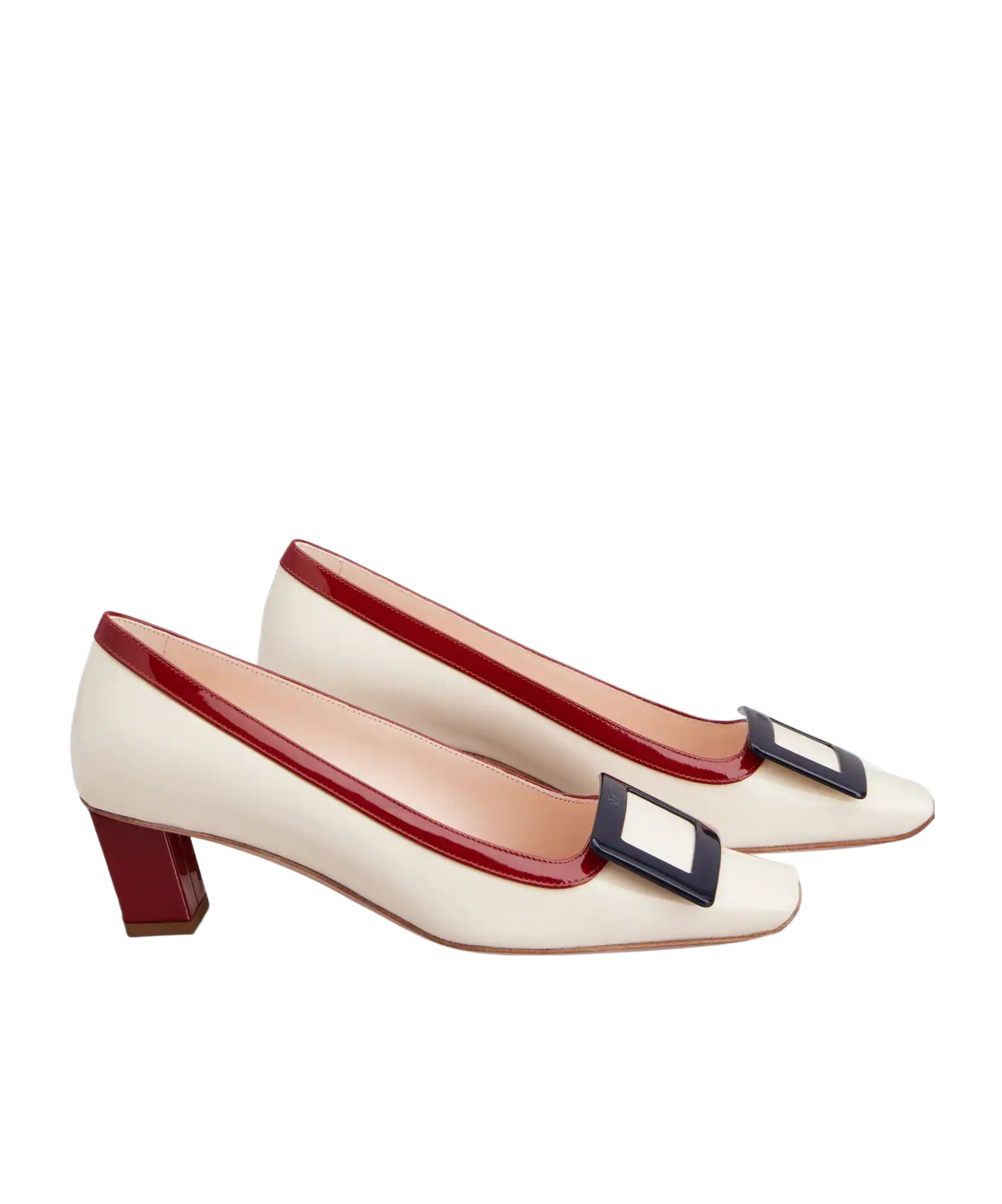 Roger Vivier Belle Vivier Pumps In Patent Leather In Gray White, Red
