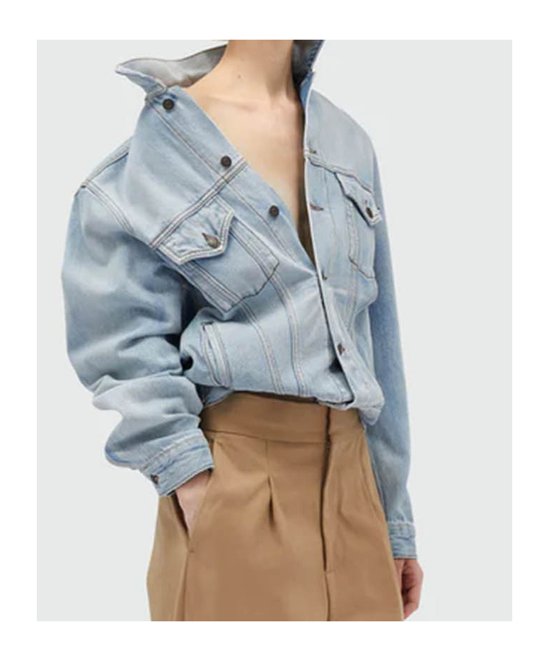 Msgm Long Sleeve Denim Jacket In Blue
