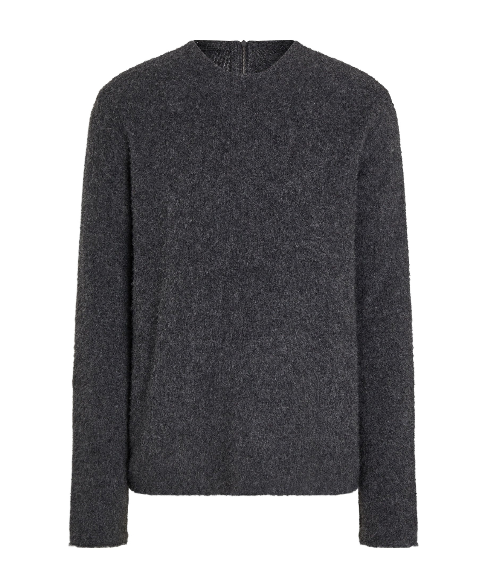 Zegna Dark Grey Mélange Oasi Cashmere Crewneck In Black