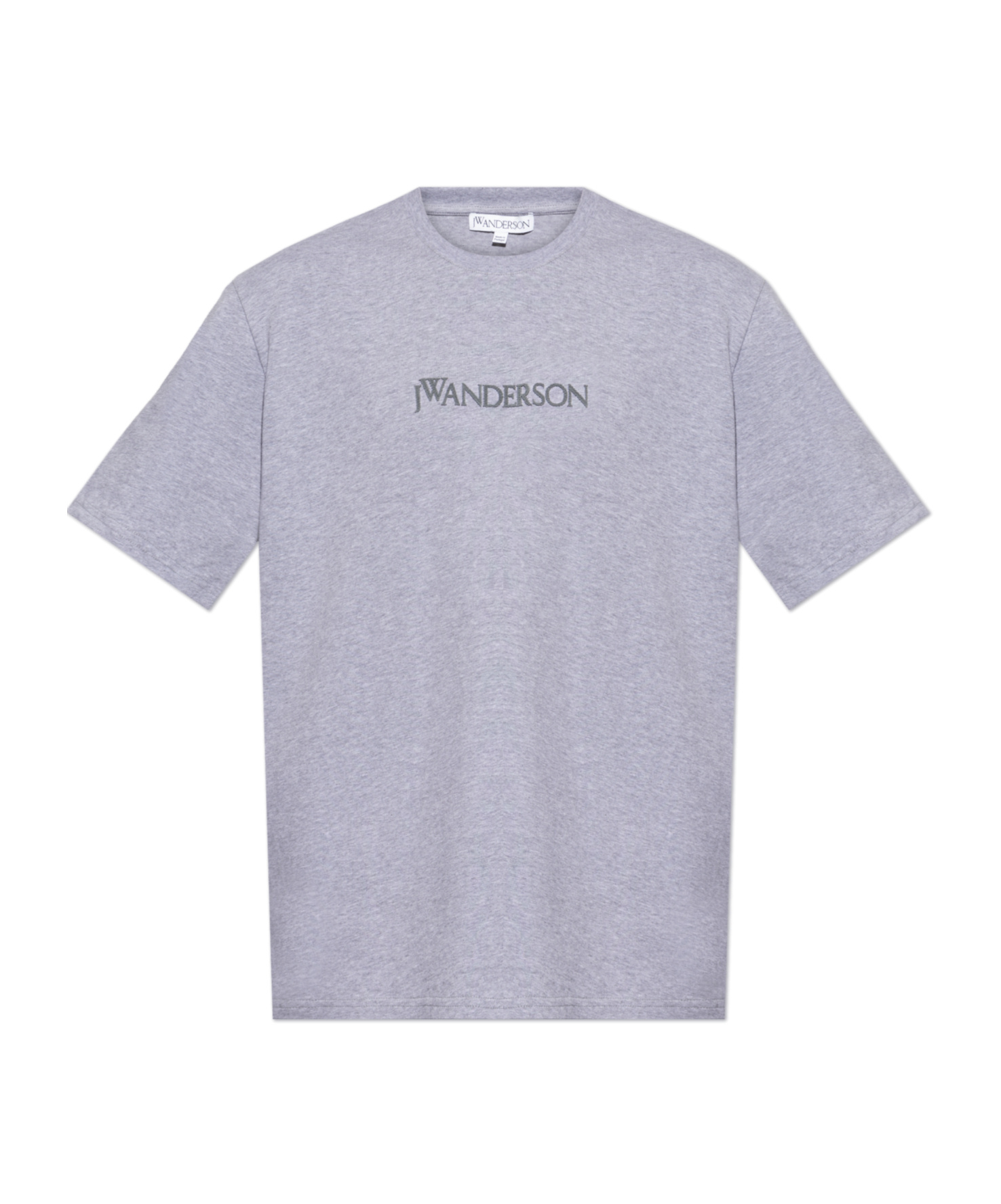 Jw Anderson Grey Crewneck T-shirt With Logo Embroidery On The Front In Gray