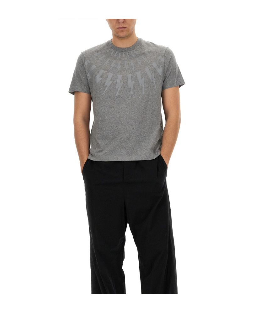 Neil Barrett Hunderbolt T-shirt In Gray