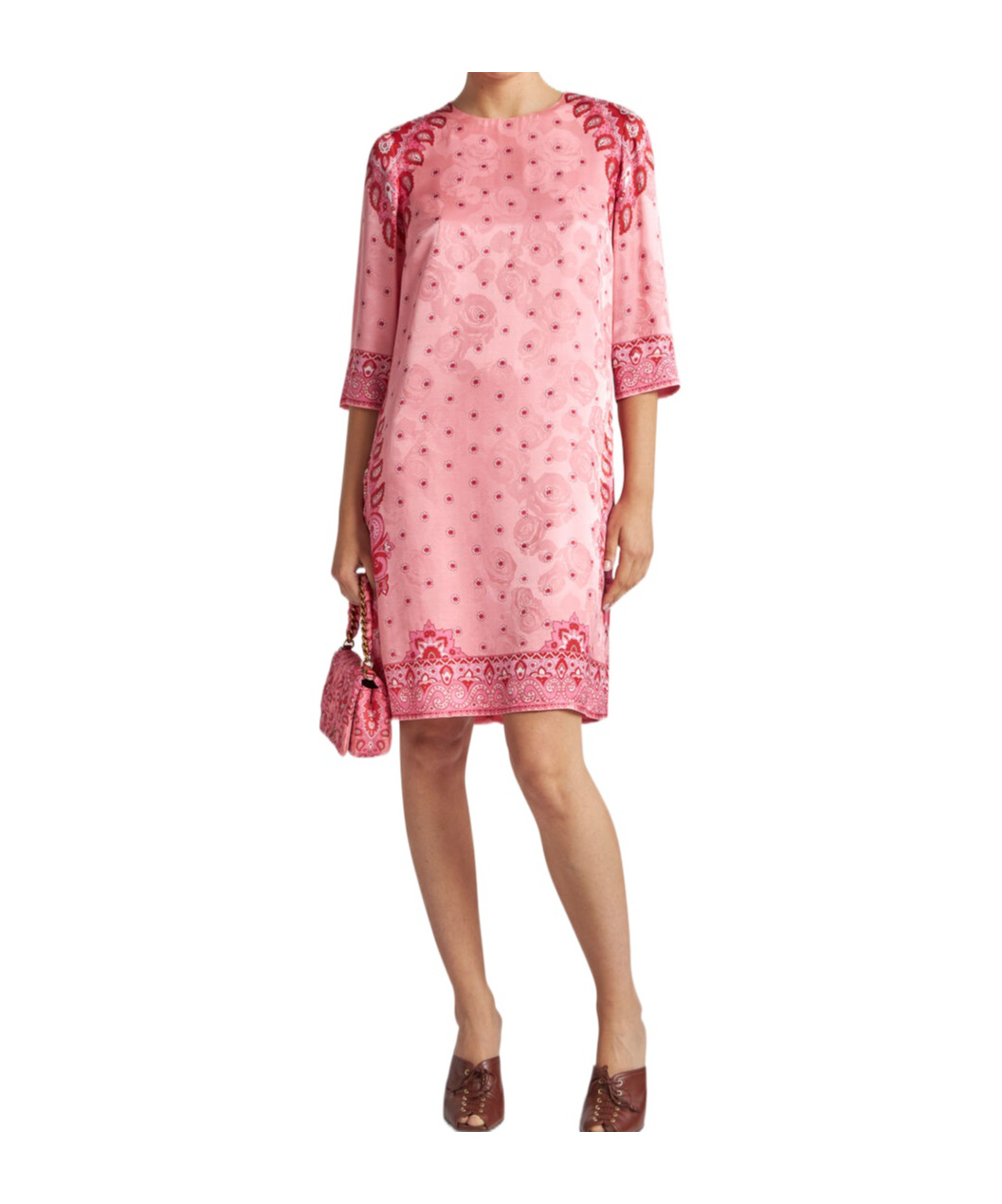 Etro | Pink Paisley Print Silk Blend Tunic Dress| Women | 48 In Pink