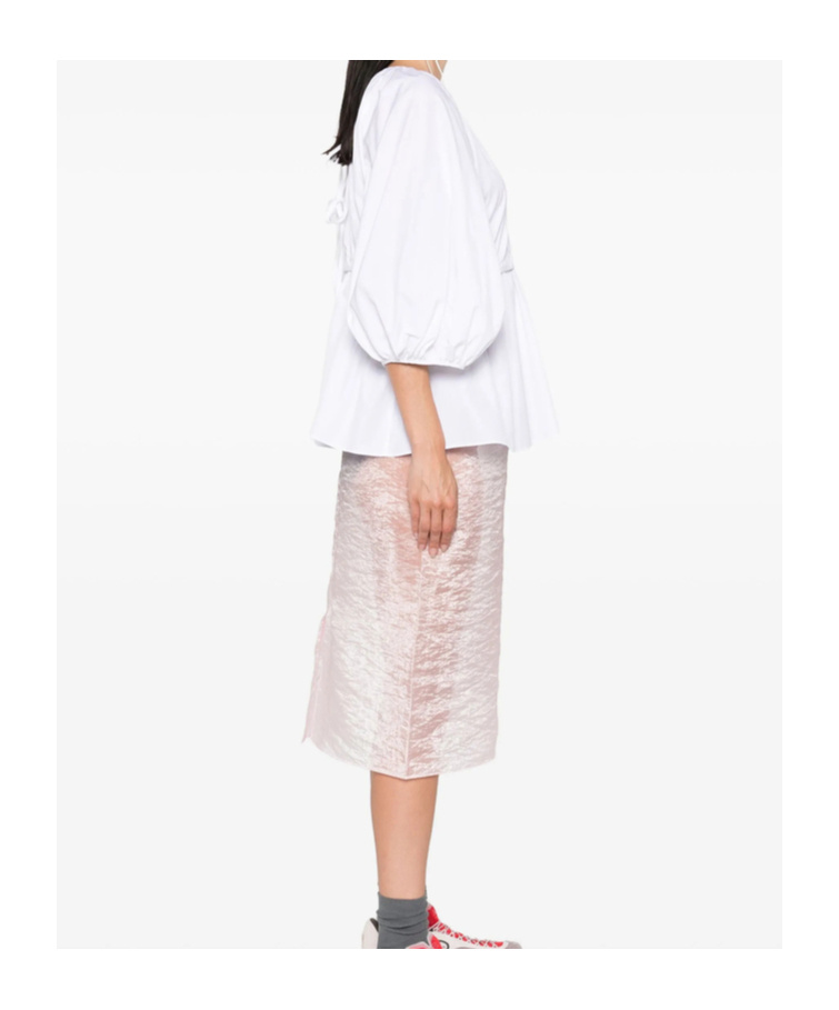 Cecilie Bahnsen Gathered-waist Puff-sleeve Top In White