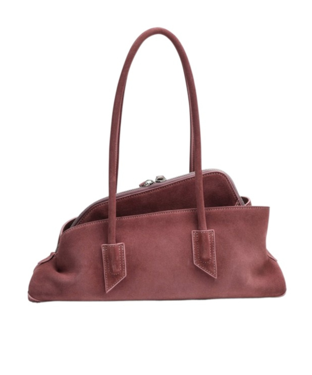 Attico Pink Suede La Passeggiata Small Bag In Pink