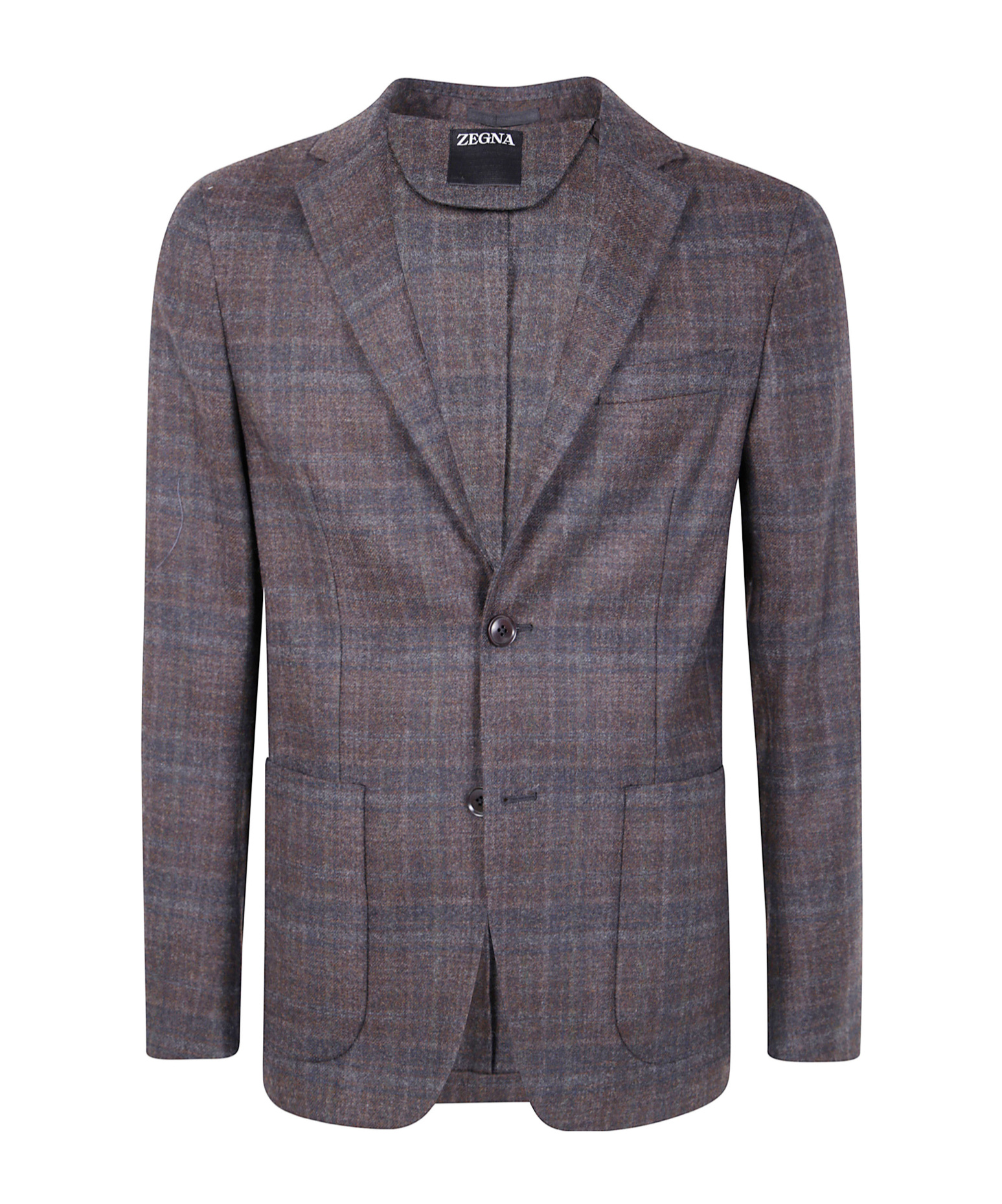 Zegna Wool Jacket With Notch Lapel And Pockets In Brown