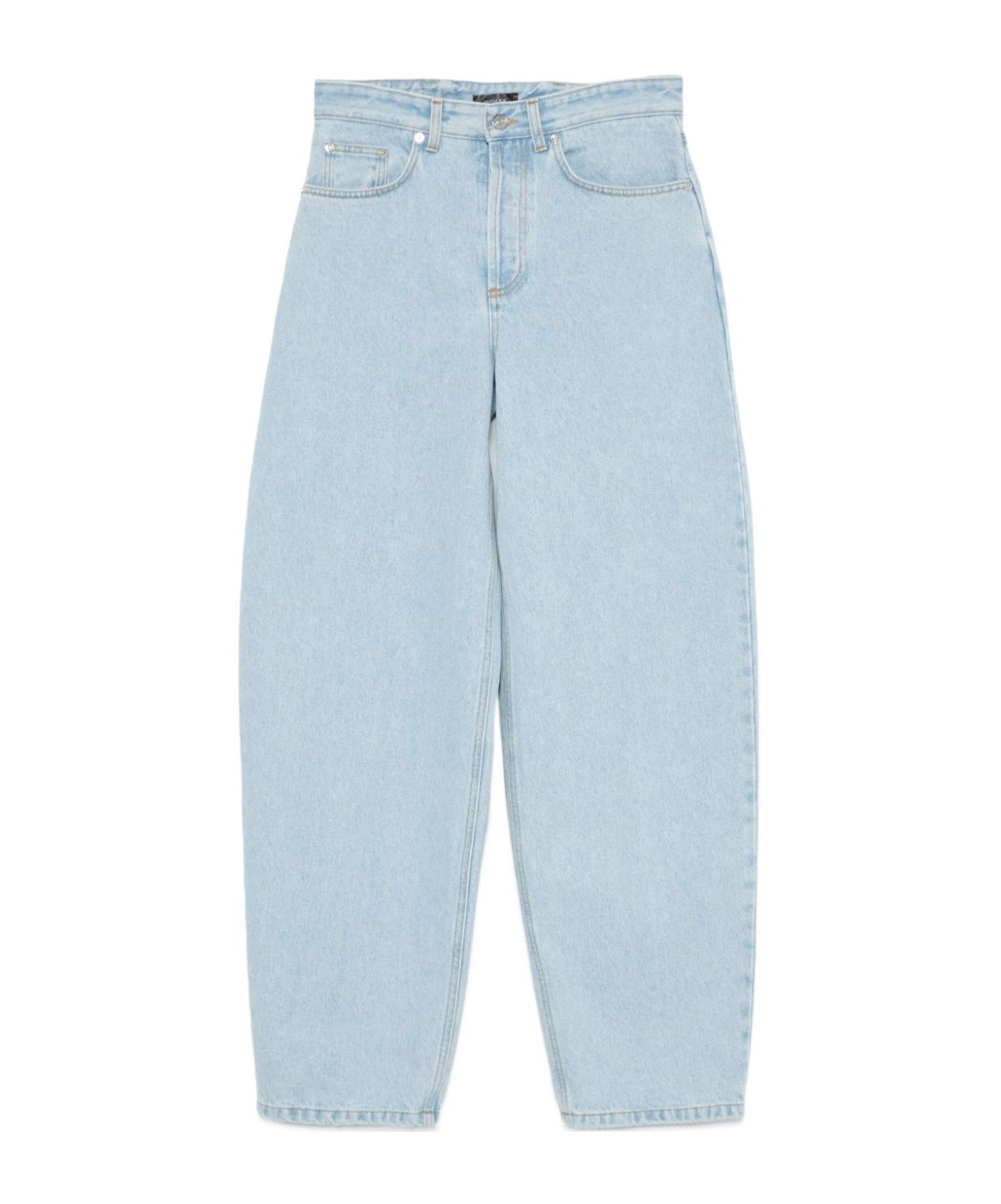 Mugler Lace-up Wide Leg Jeans In Blue