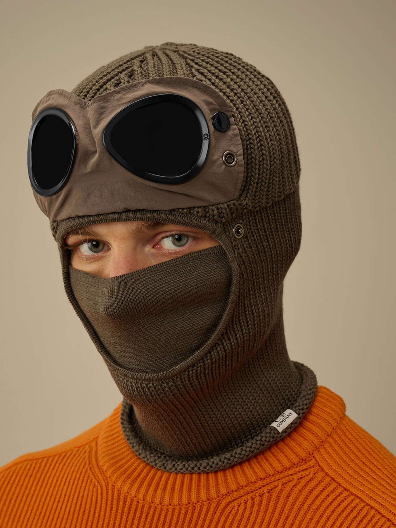 C.p. Company Merino Wool Balaclava Goggle Lenses In Gray
