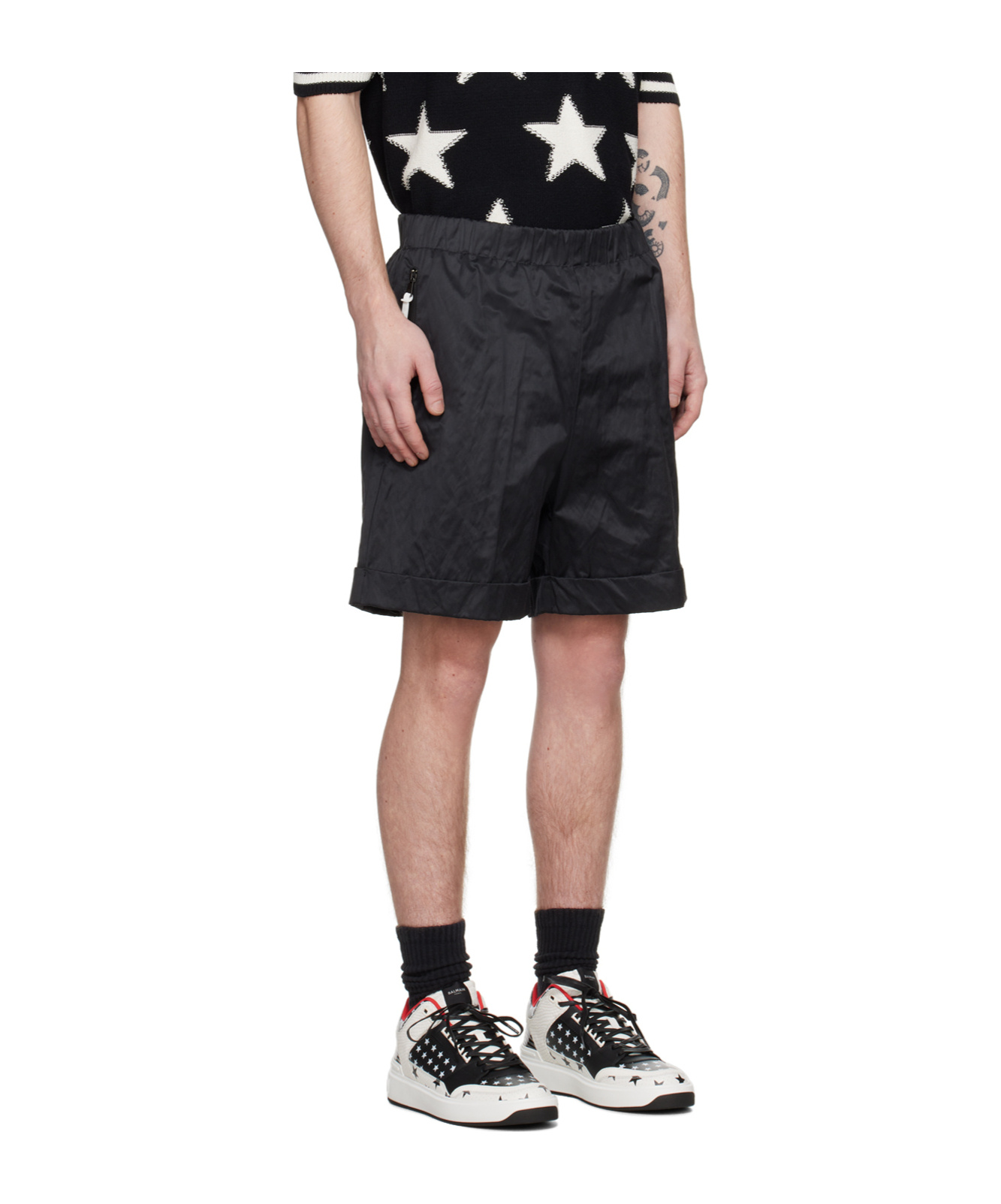 BALMAIN ELASTIC WAIST-TRIMMED SHORTS