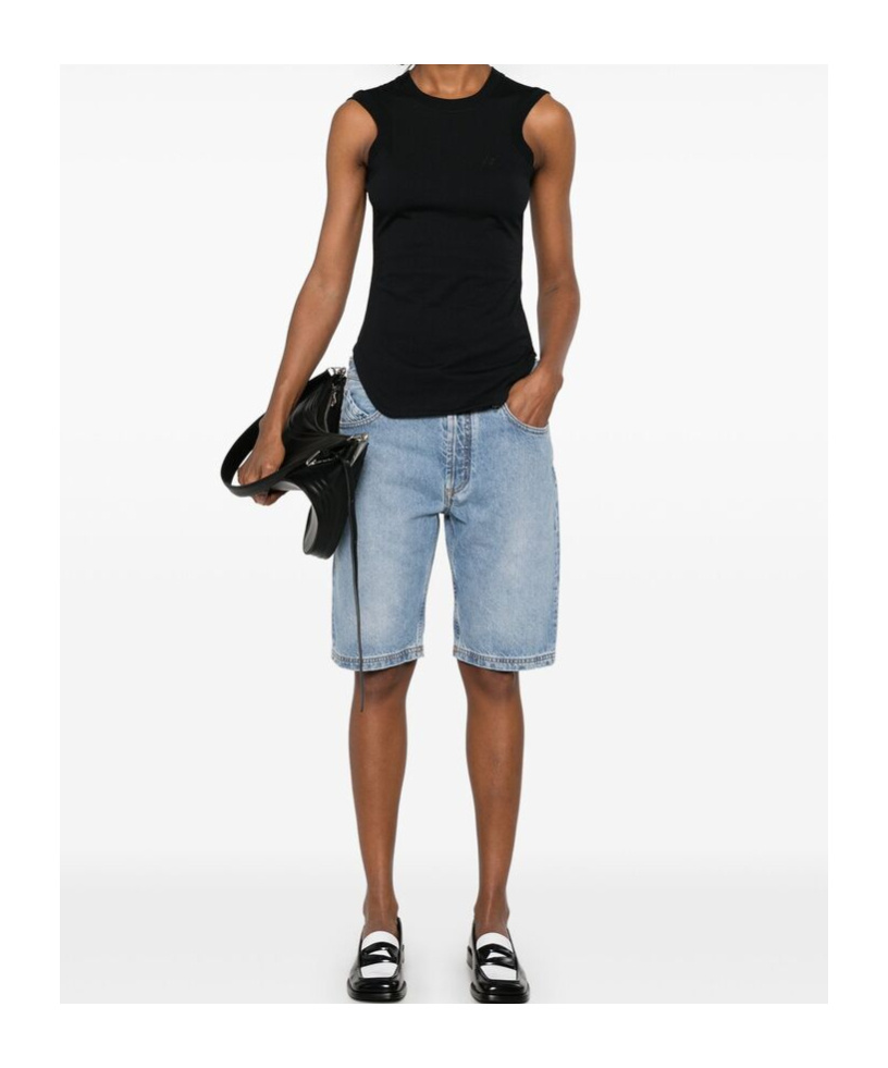 Attico Denim Shorts With Belt Loops In Gray