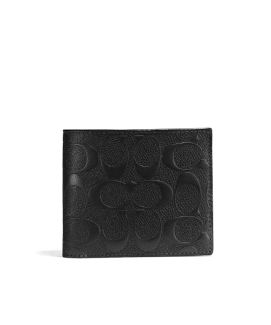 Shop Coach Logo Folding Wallet In Black