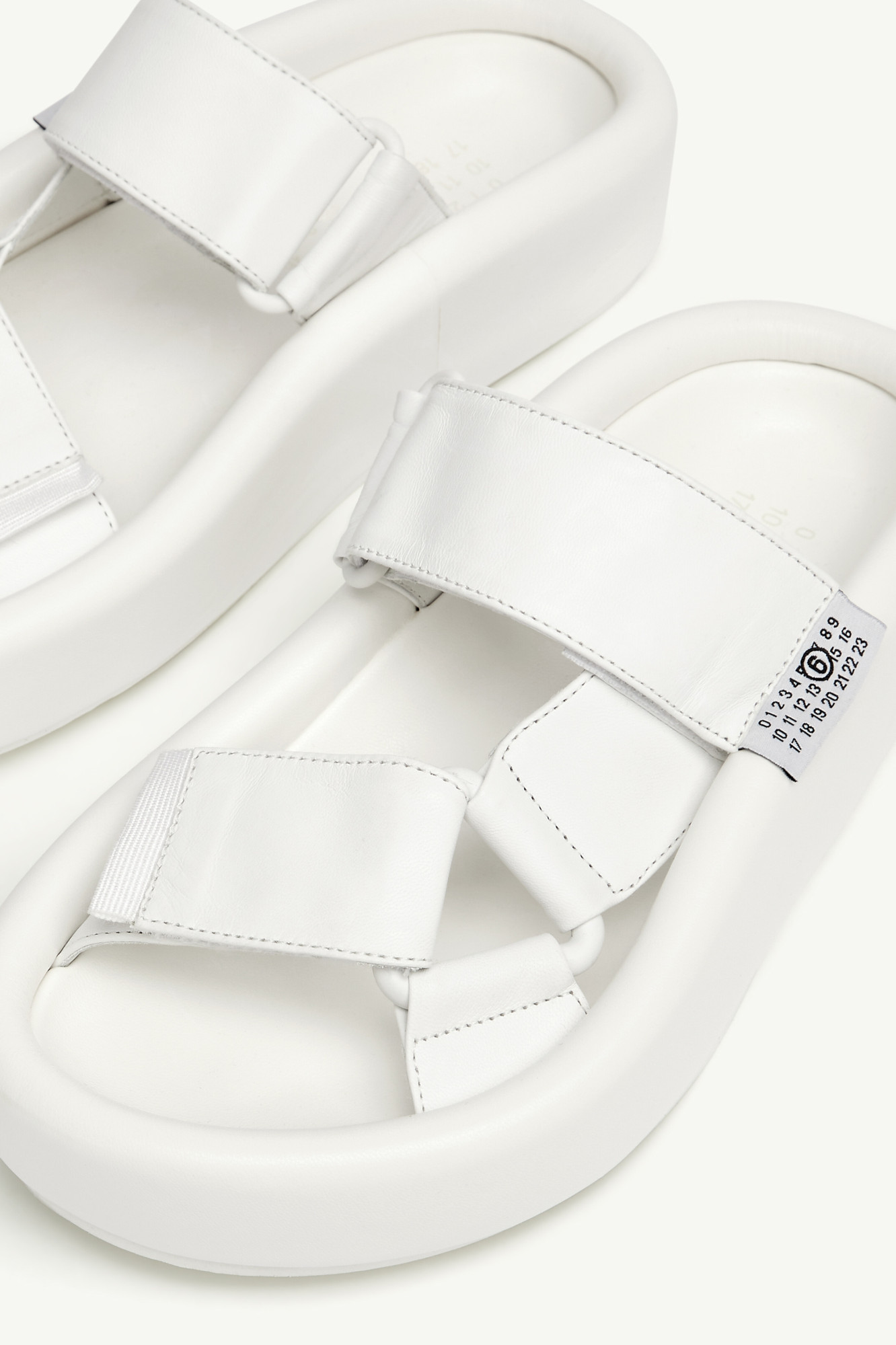 Shop Mm6 Maison Margiela Webbing Slip-on Platform Sandals In White