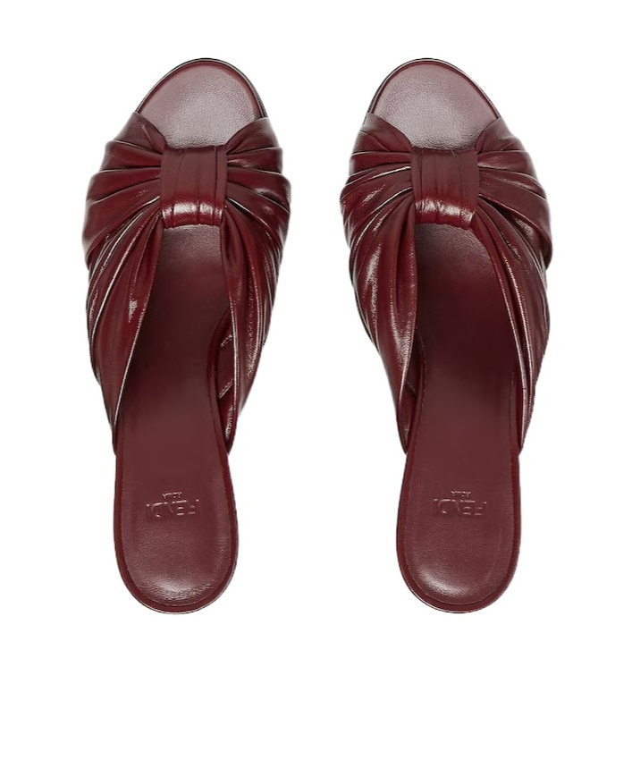 Fendi Arco Burgundy Nappa Leather High-heeled Slides In Red