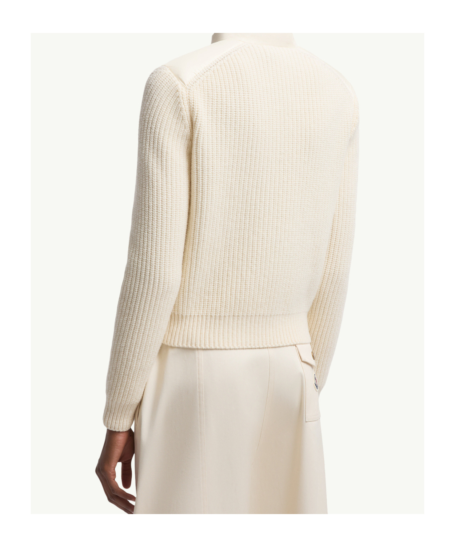 Moncler Wool Zip-up Cardigan Down Jacket In Neutral