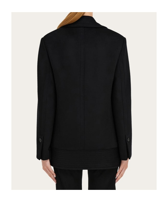Ferragamo Brushed-finish Peacoat In Black