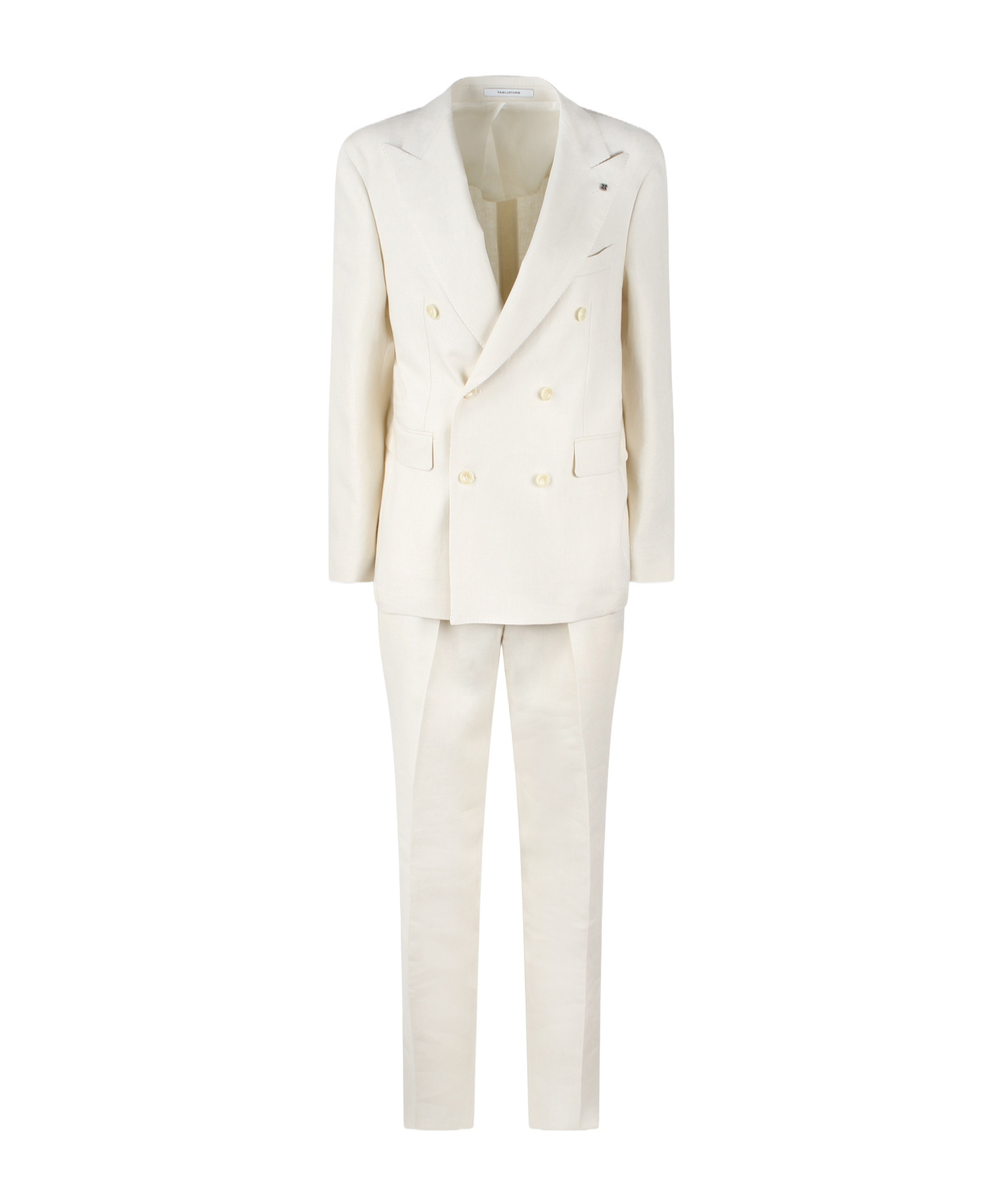 Tagliatore Linen Double-breasted Tailored Suit In White