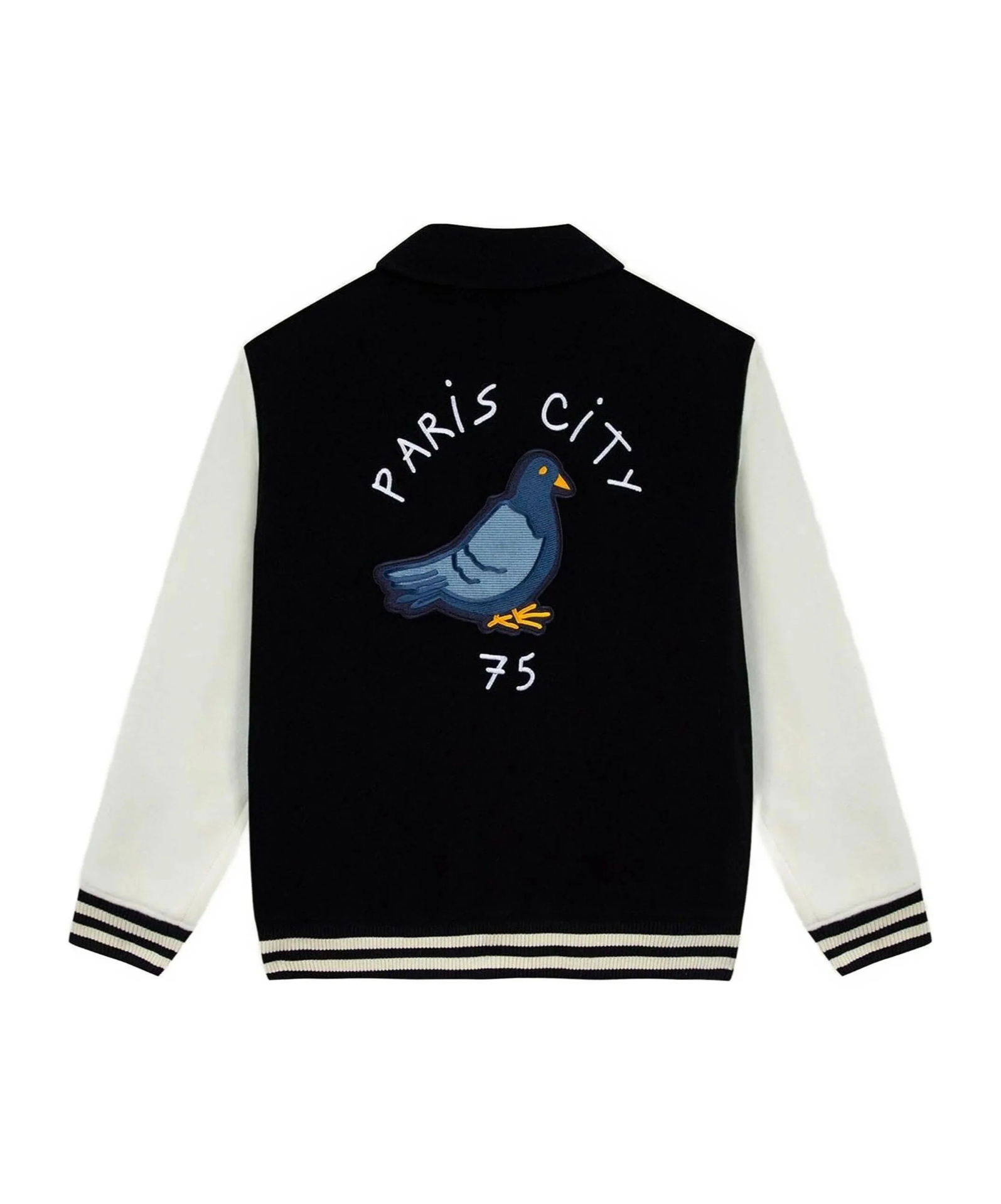 Maison Labiche Nicot Embroidered Wool-blend Varsity Jacket In Black