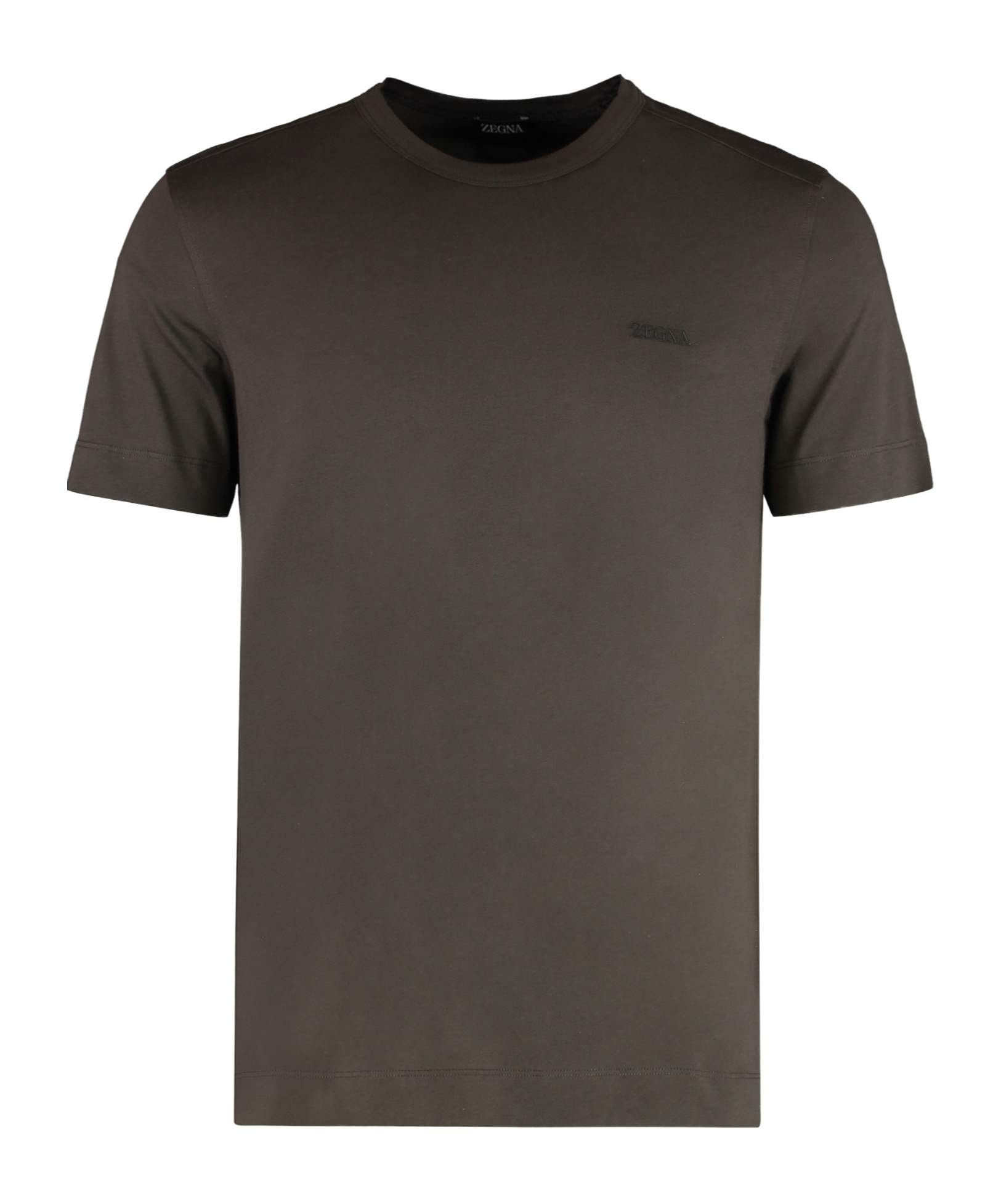 Zegna Cotton Crew Neck T-shirt With Side Slits In Black