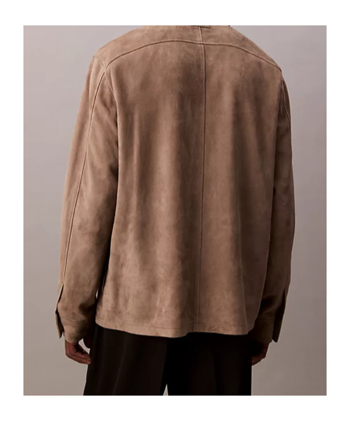 Calvin Klein Suede Shirt Jacket In Brown