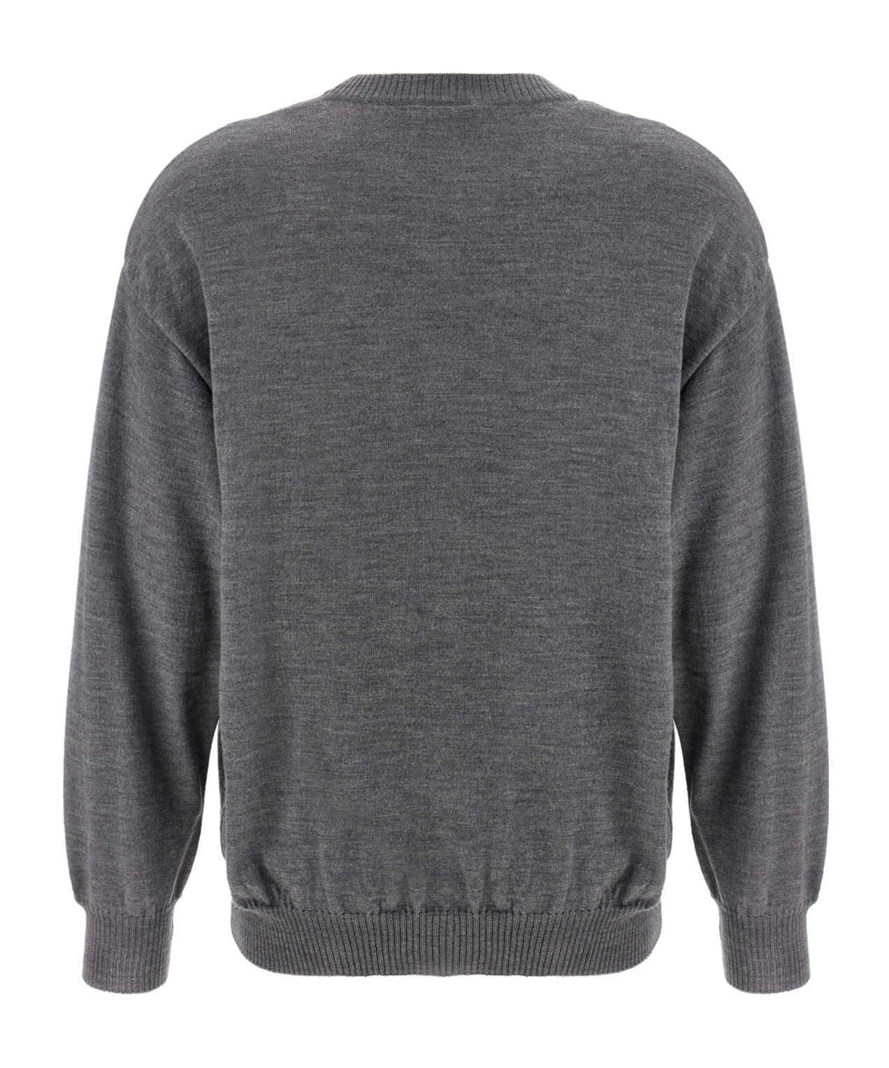 Moschino Crew Neck Graphic Print Intarsia Sweater In Gray