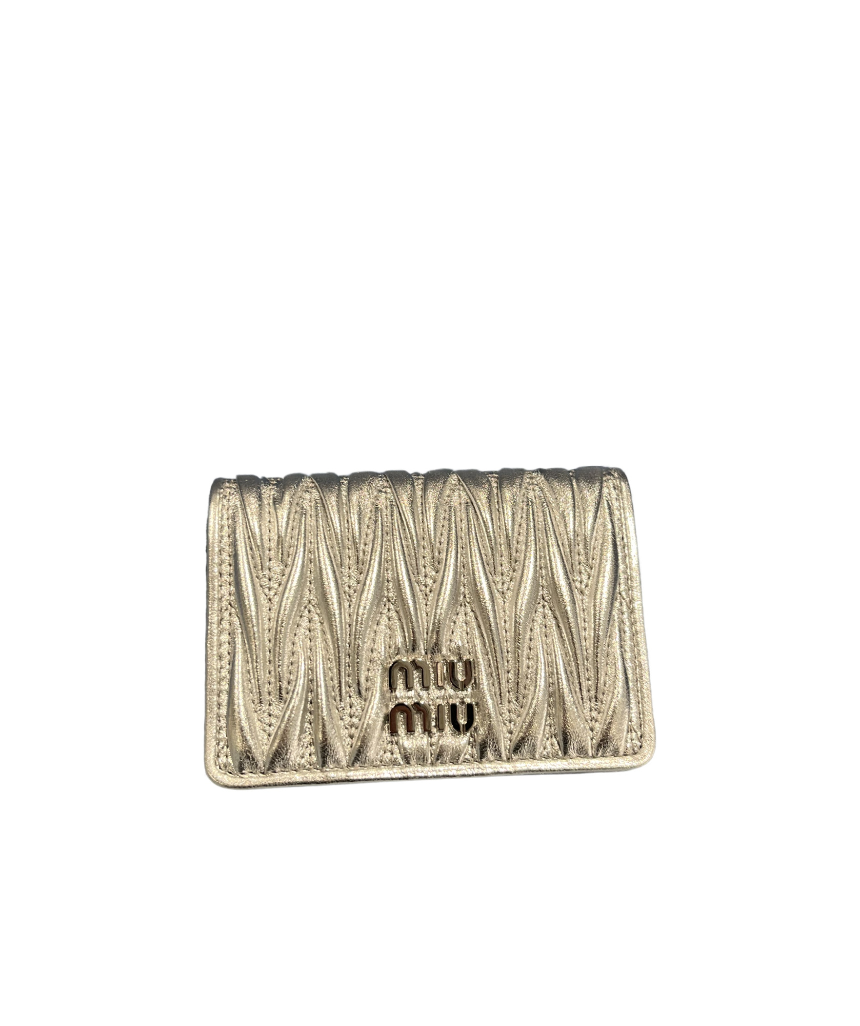 Miu Miu Logo Wallet In Nude