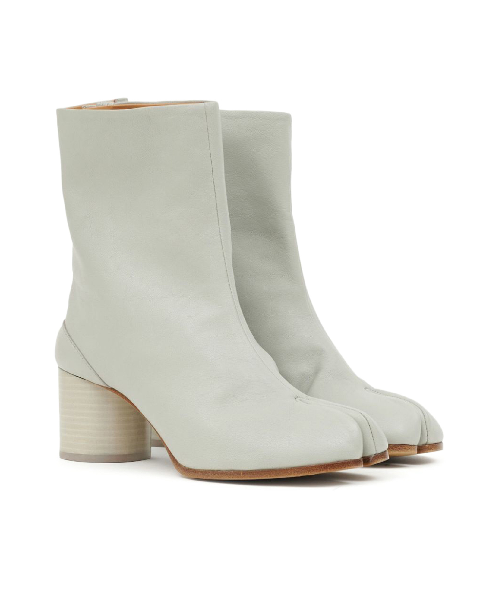 Shop Maison Margiela Tabi 60mm Leather Ankle Boots In White