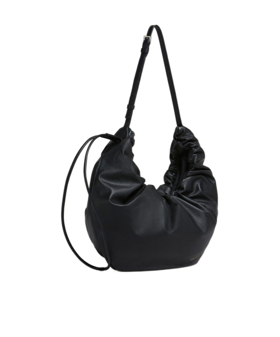 Marni Black Leather Scrunchie Medium Hobo Bag In Black