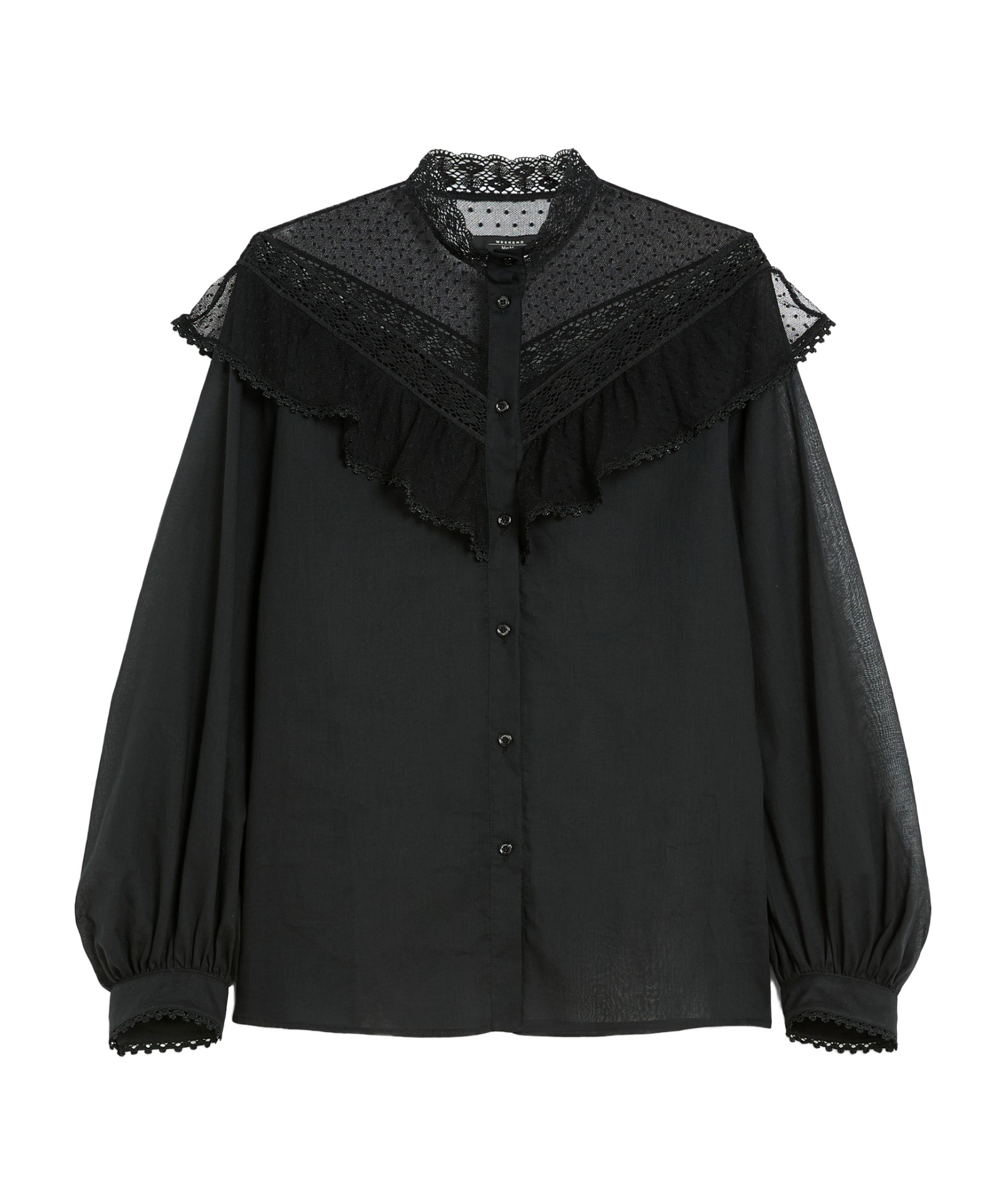 Weekend Max Mara Astice Lace-collar Shirt In Black