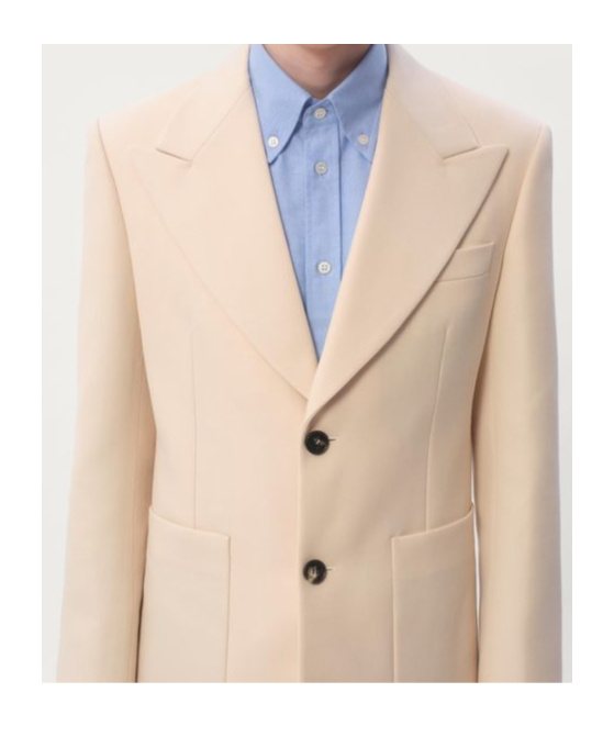 Valentino Single-breasted Wool Gabardine Jacket In Nude