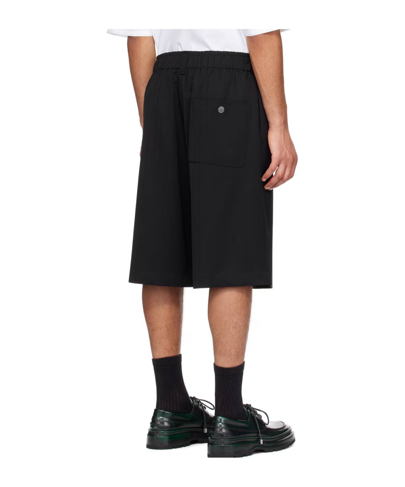 Jacquemus Elastic Waist Pinstripe Shorts In Black