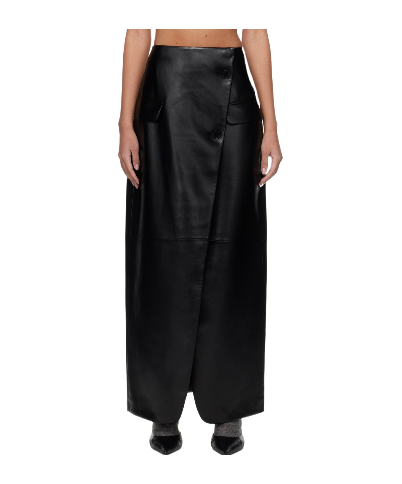 The Frankie Shop Nan Wrap Maxi Skirt In Black