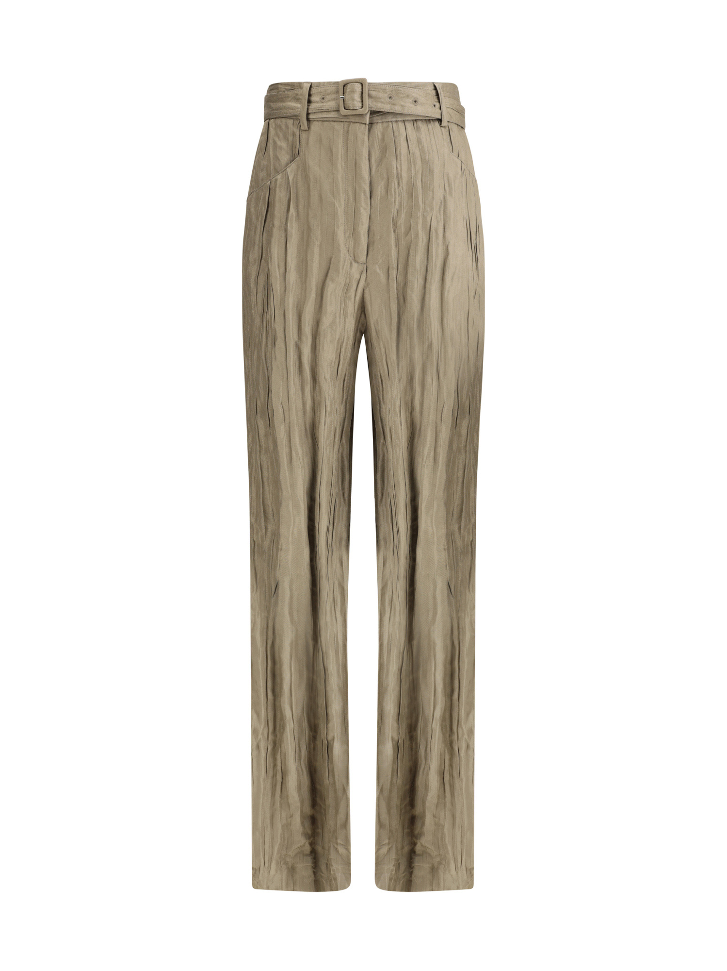 Gabriela Hearst Norman High-rise Metallic Silk Wide-leg Pants In Green