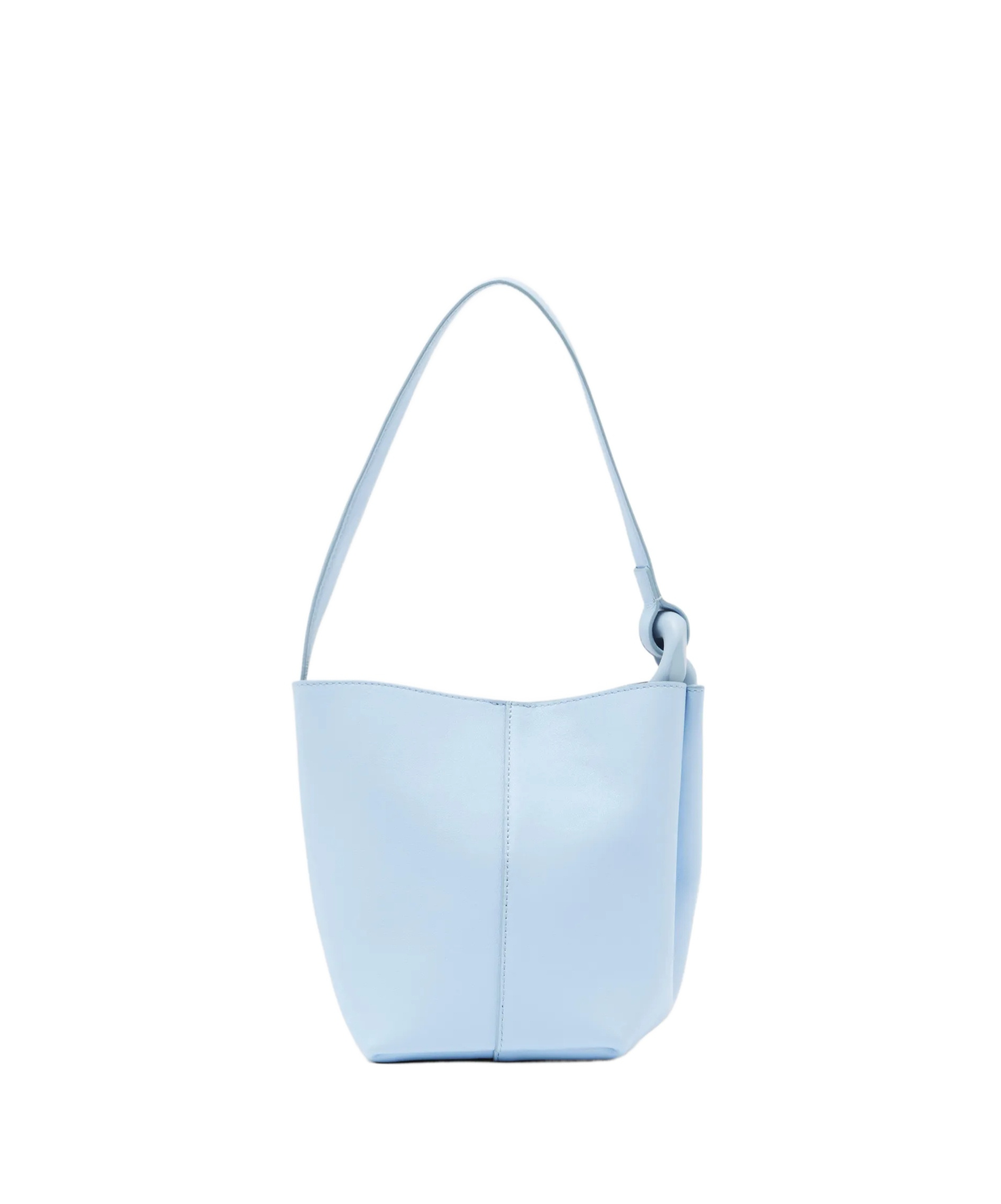 Jw Anderson Corner Small Leather Bucket Bag In Blue
