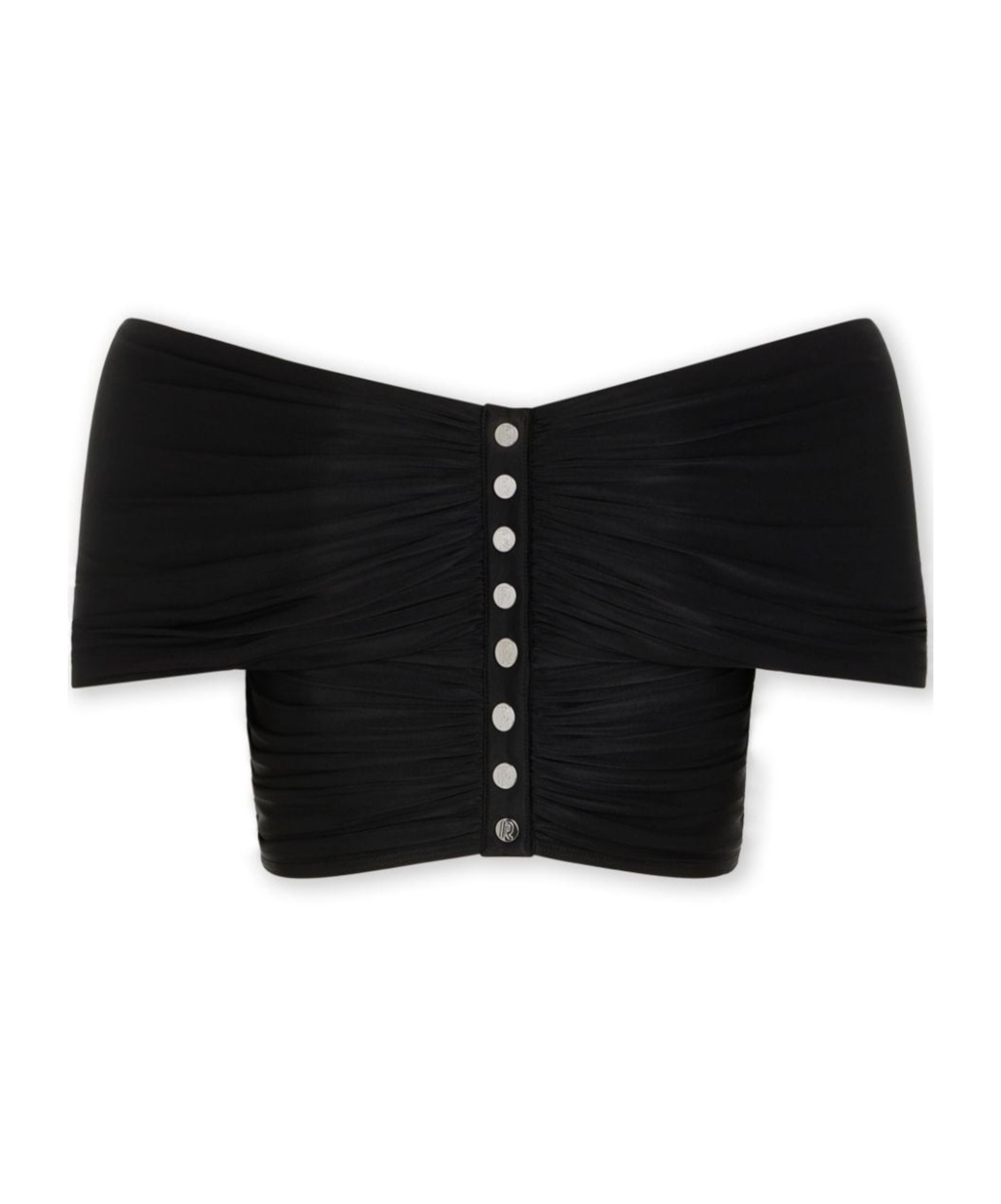 Rabanne Off-shoulder Draped Top In Black