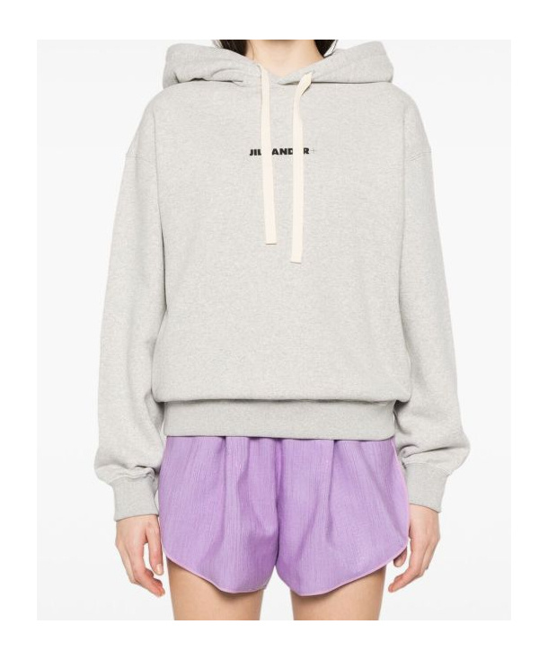 Jil Sander Relaxed Fit Hoodie With Drawstring Hood In White