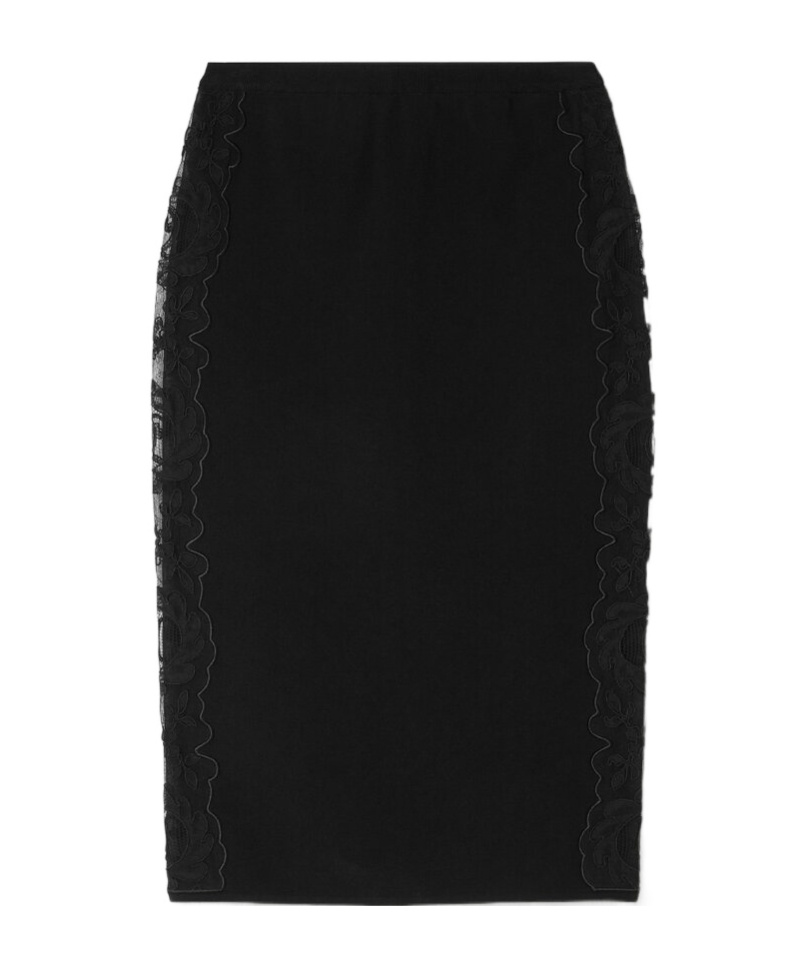 Versace Jupe Mi-longue En Maille À Dentelle Barocco In Black