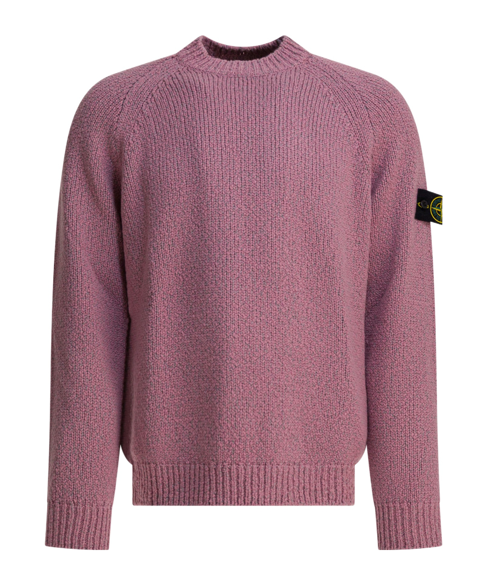 Stone Island Crewneck Sweater In Wool In Pink