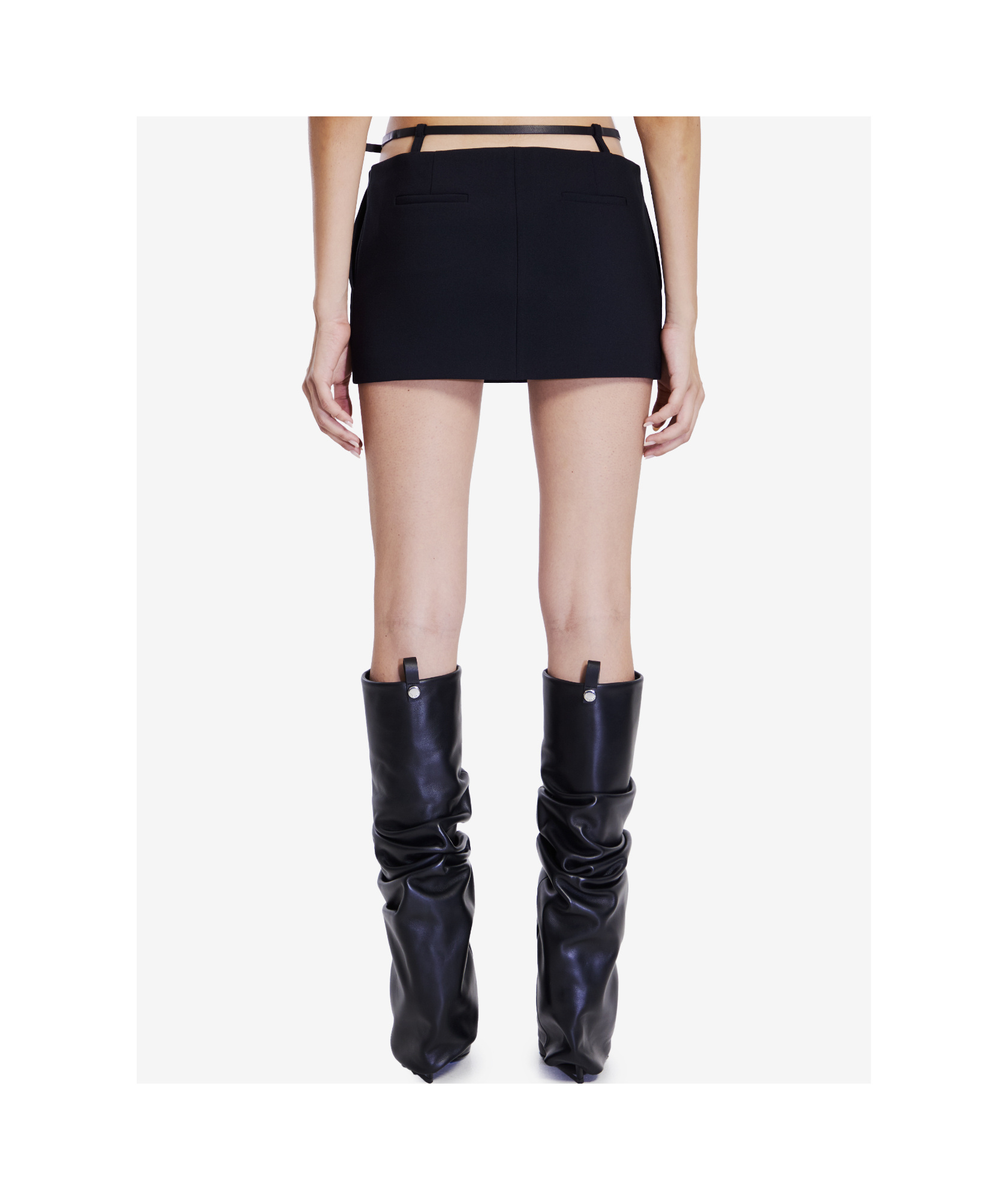 Attico Double-waisted Mini Skirt In Black