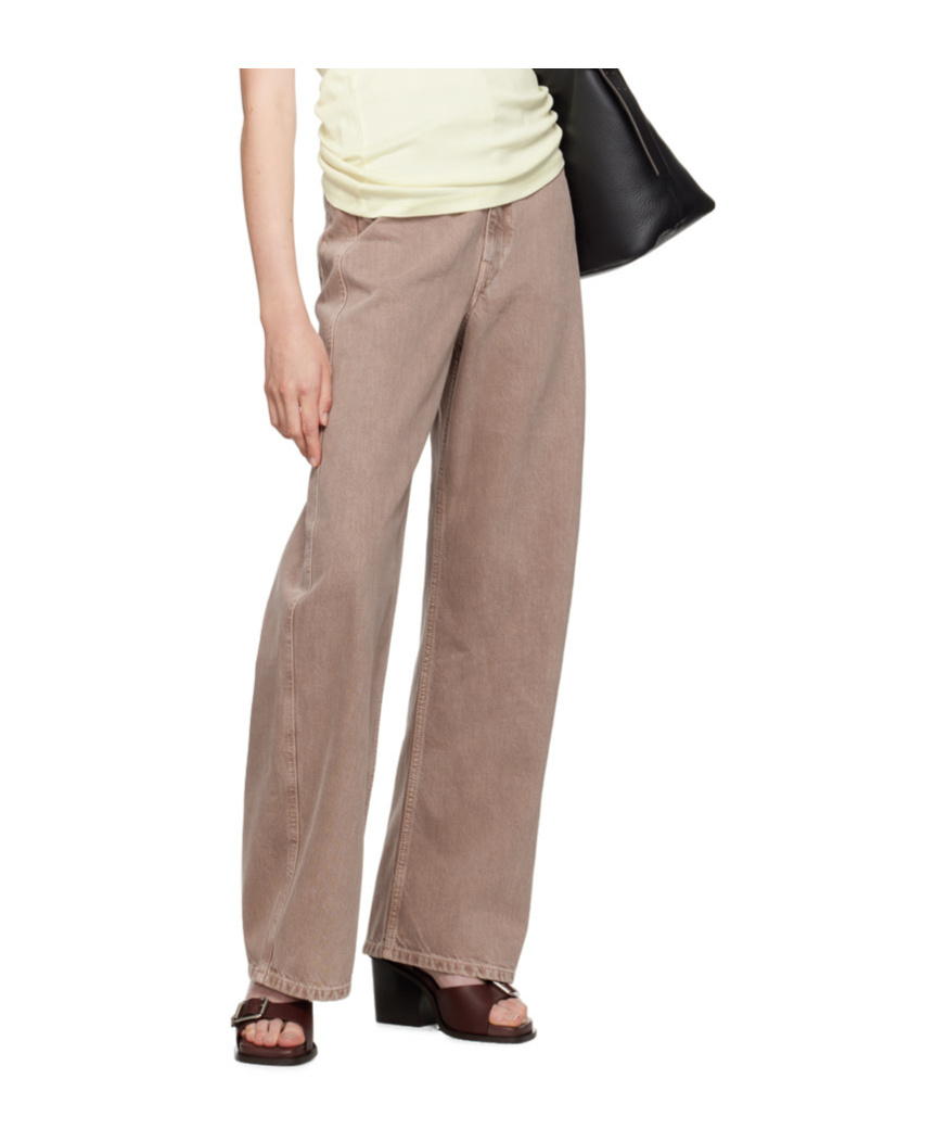 Lemaire Pink High Waisted Curved Jeans In Nude