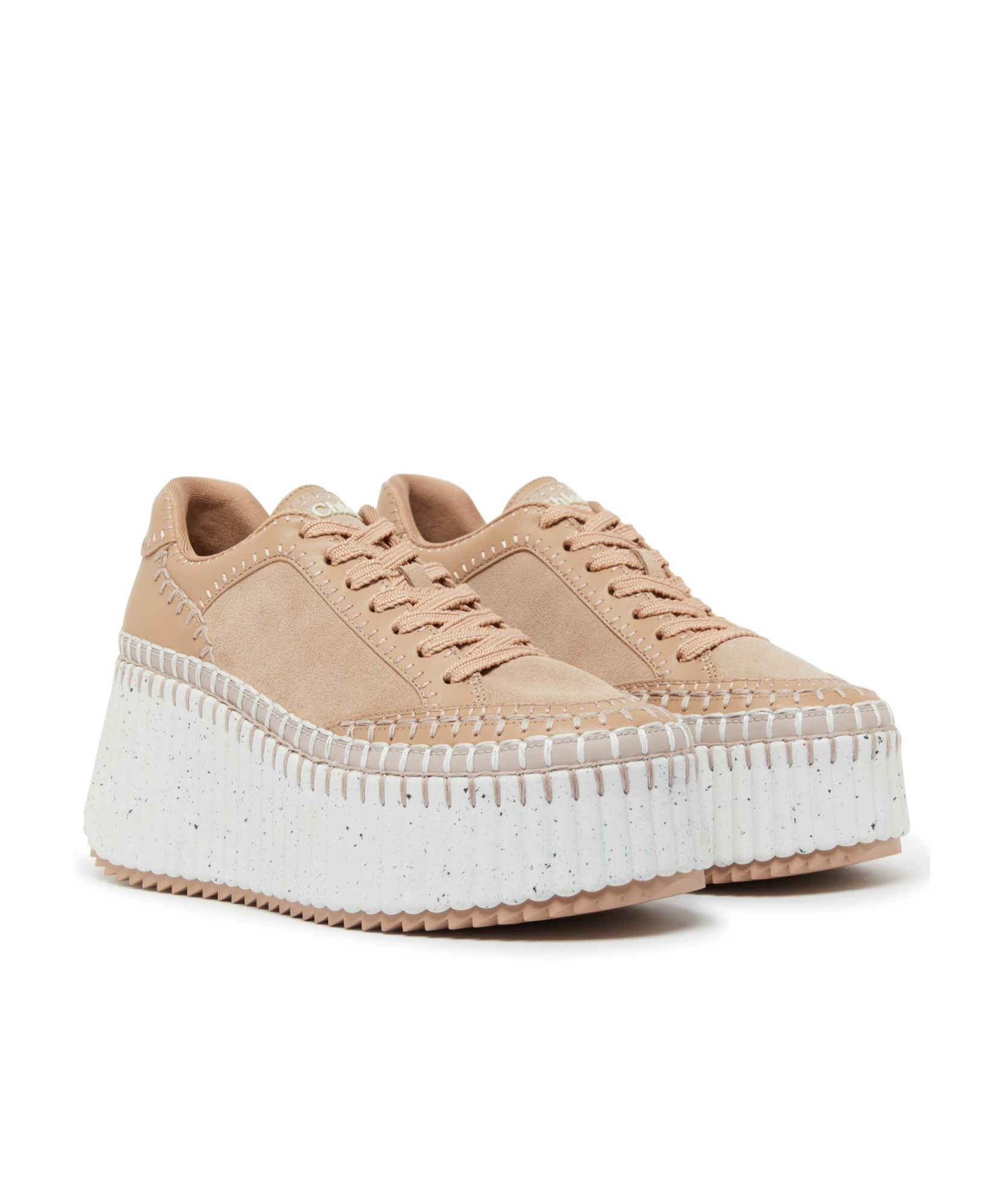Chloé Platform Sneakers Elevated Round Toe In White