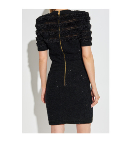 Balmain Shimmering Sequins Mini Dress In Black