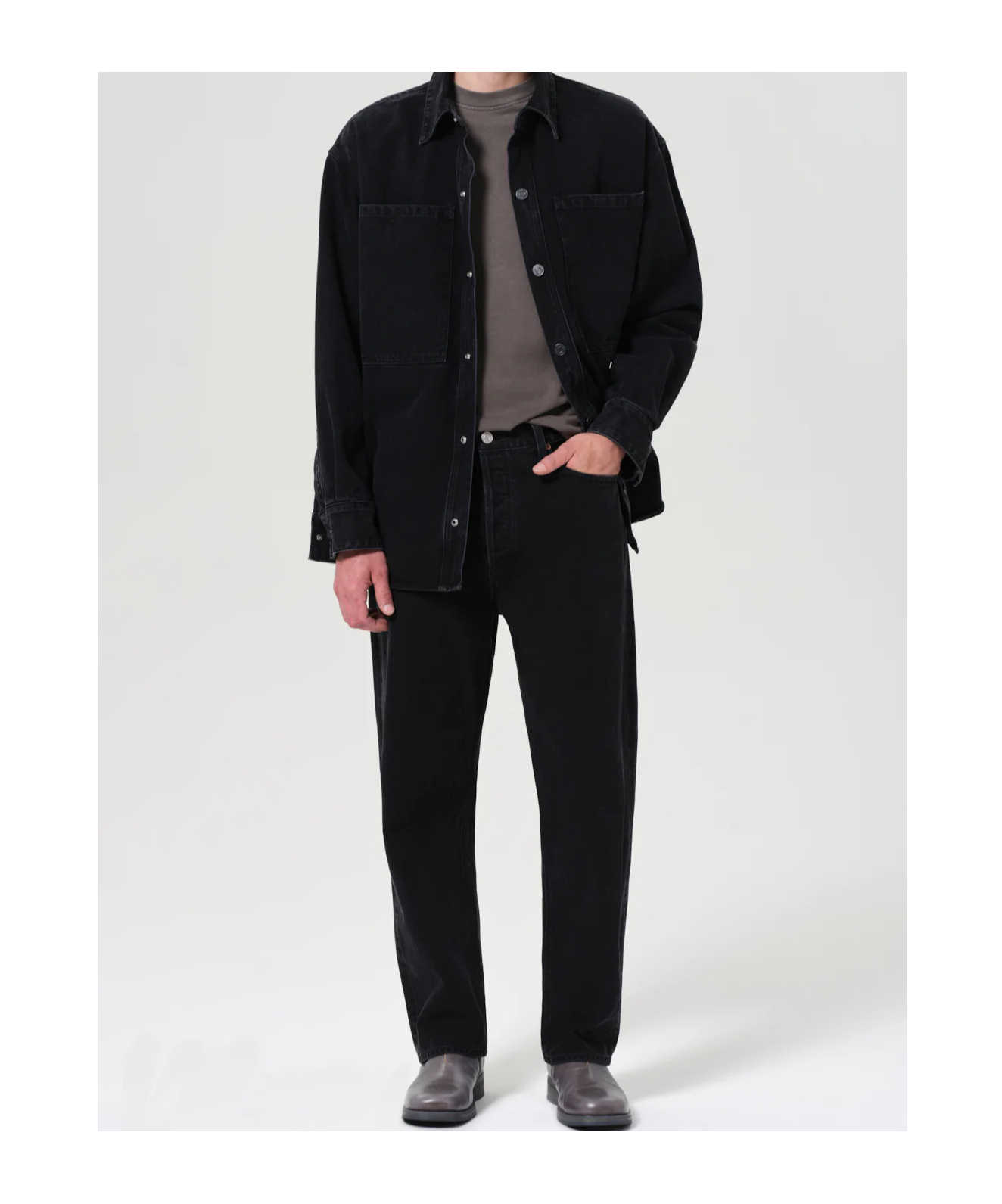 Agolde Regenerated Denim Straight Leg Trousers In Black
