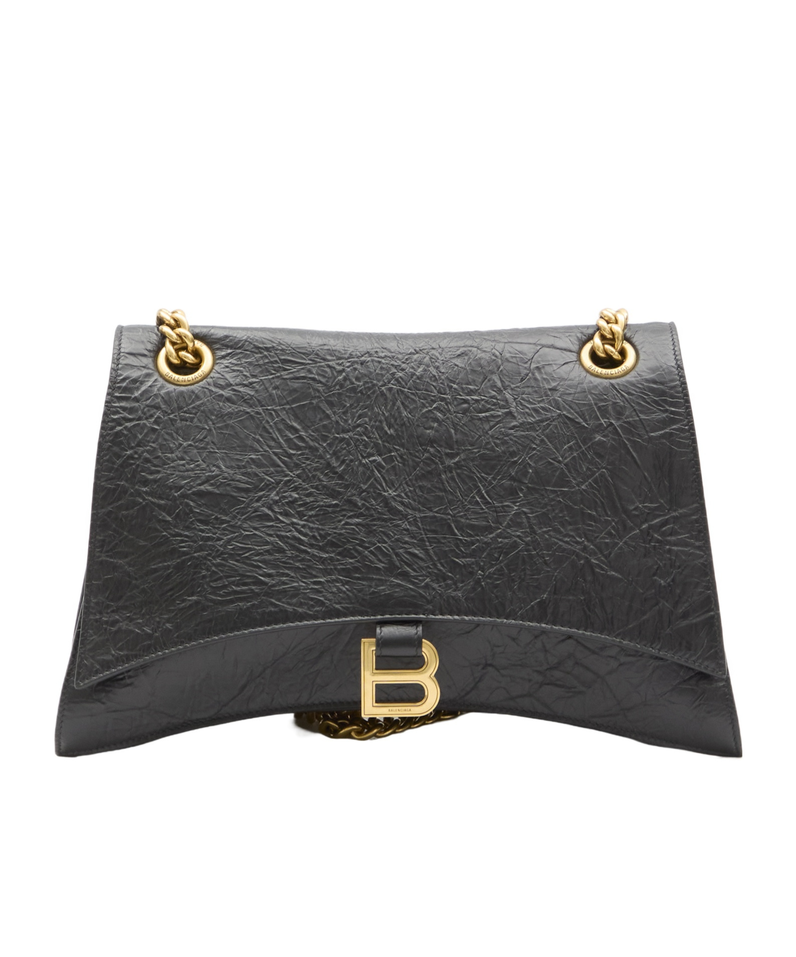 Balenciaga Black Leather Medium Crush Shoulder Bag