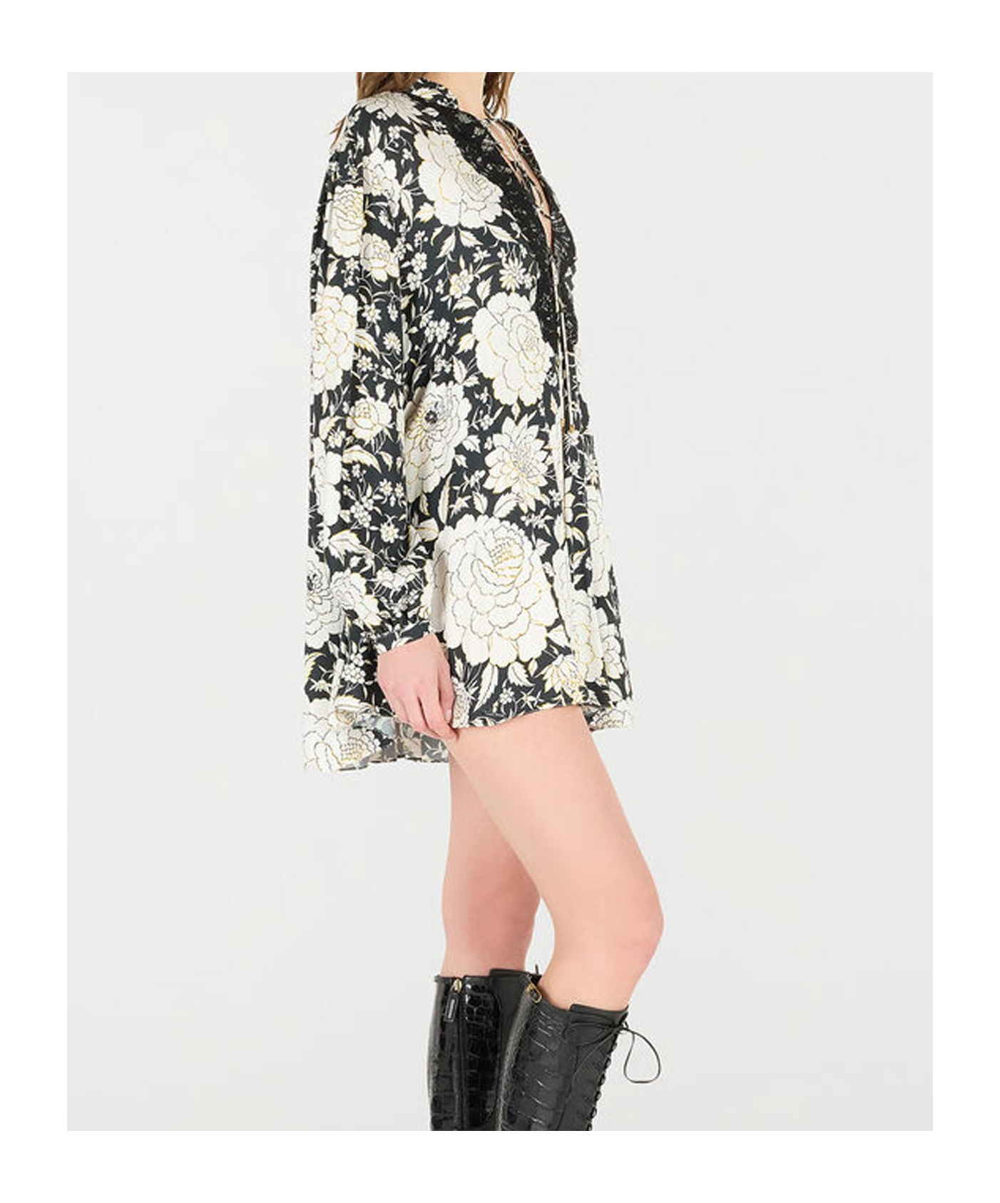 Roberto Cavalli Minikleid Mit Floralem Print Und Spitze In White