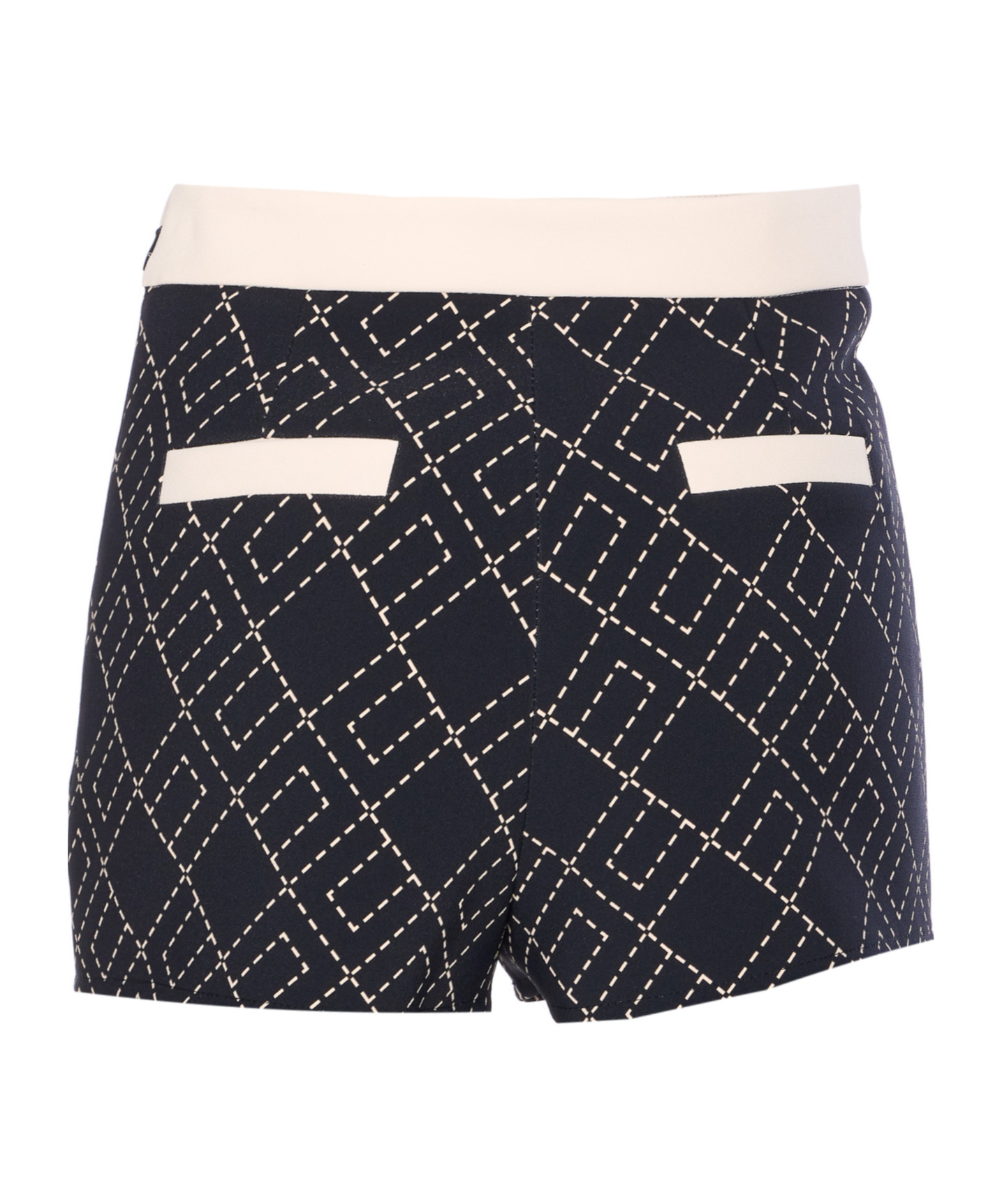 Elisabetta Franchi High Waist Geometric Pattern Shorts In Black