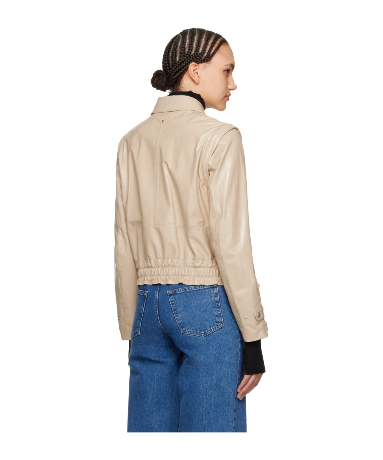 Mackage Beige Amoree Leather Jacket In Nude