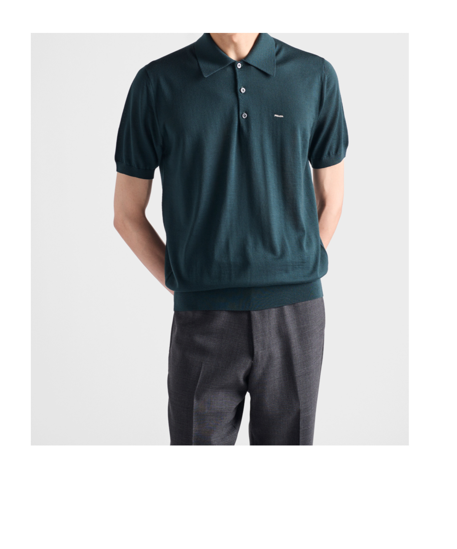 Prada Superfine Wool Polo Shirt In Green