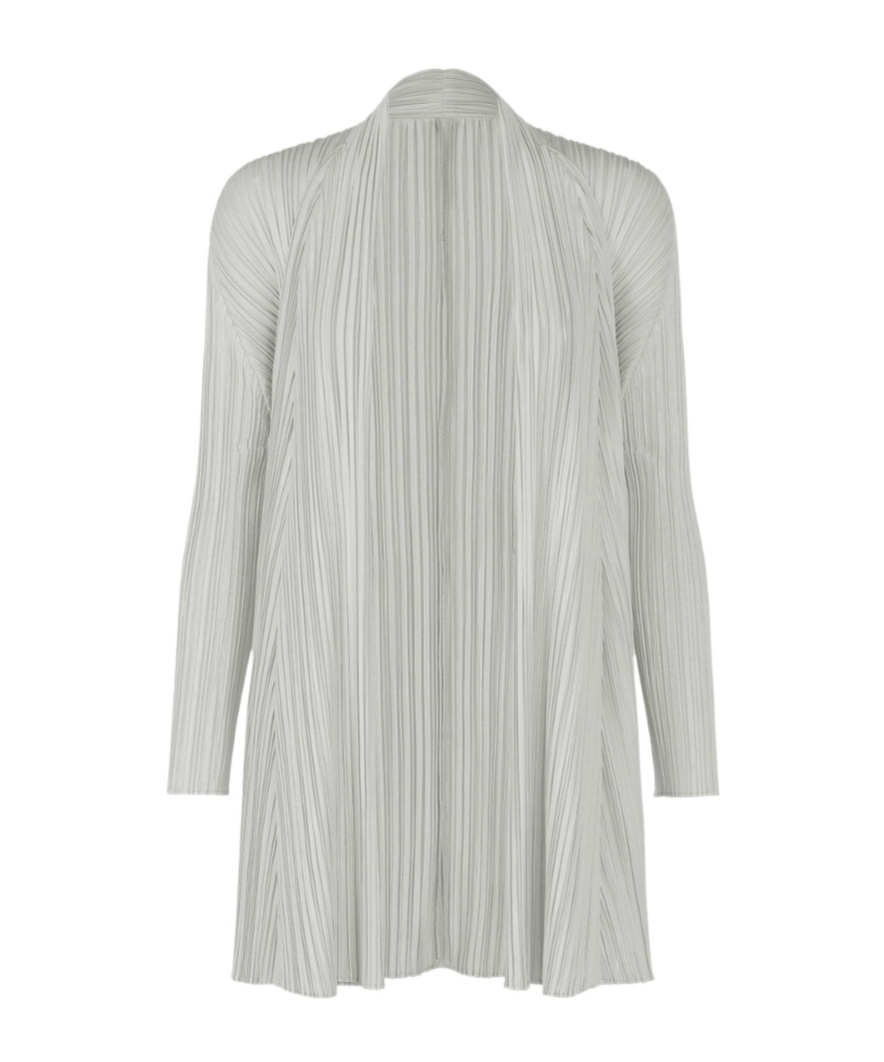 Issey Miyake Pleated Cardigan In Gray