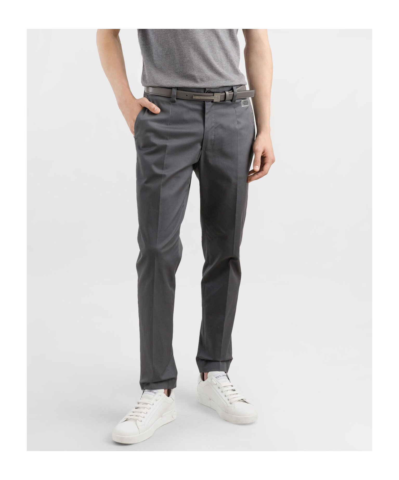 Dolce & Gabbana Cotton Slim Trousers In Black