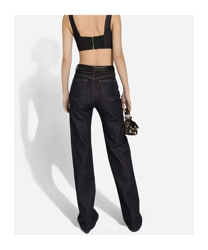 Dolce & Gabbana `flower Power` 5-pocket Jeans In Black