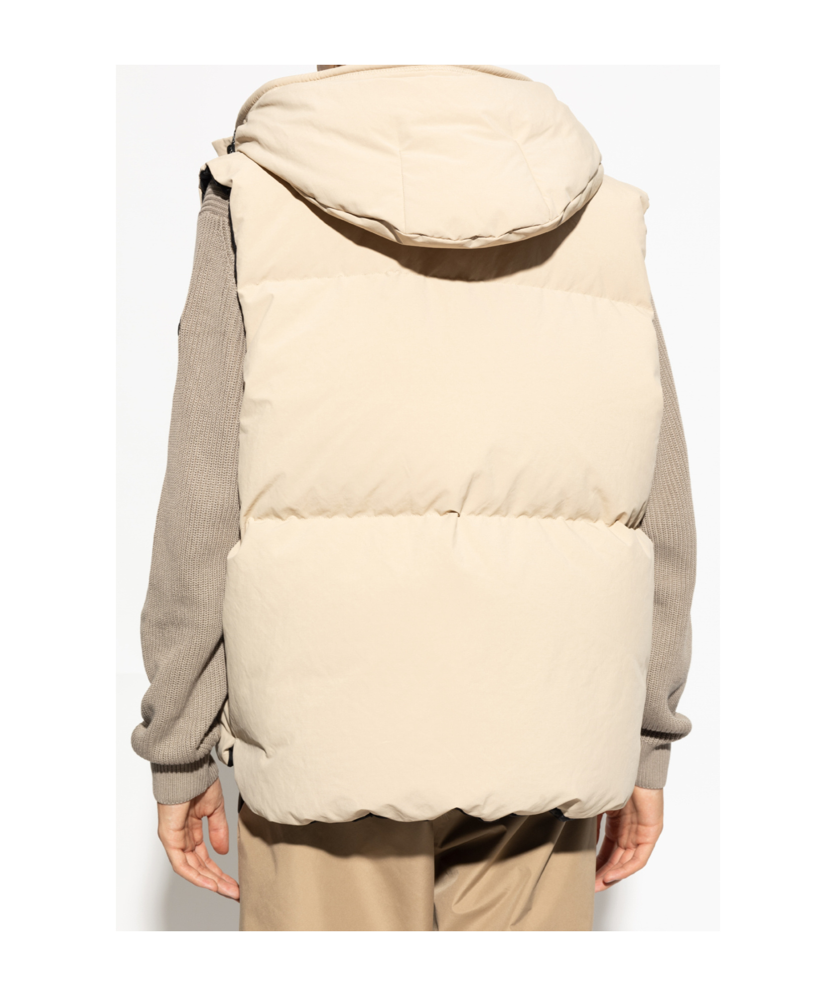 Moncler Logo-print Padded Gilet In Nude